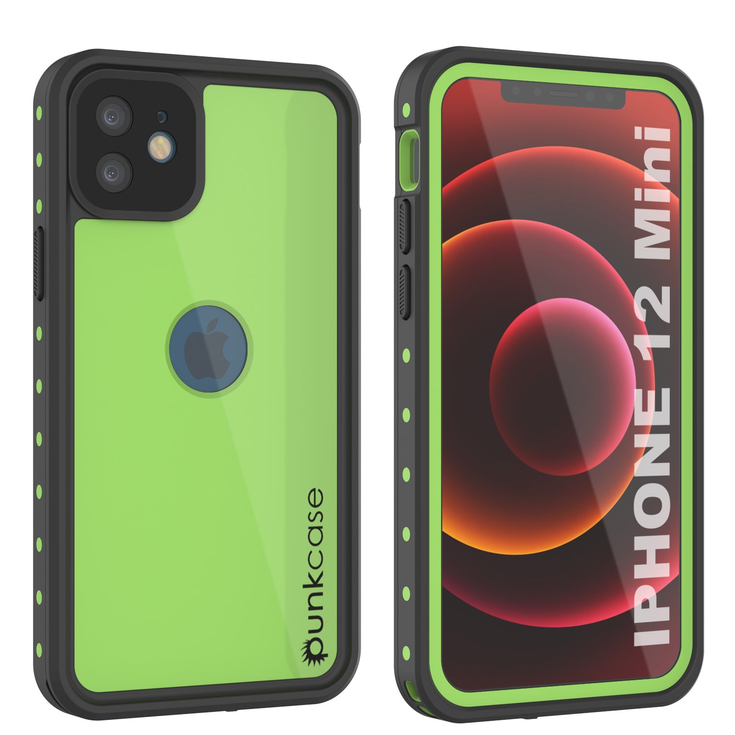 Capa à prova d'água IP68 para iPhone 12 Mini, Punkcase [verde claro] [Série StudStar] [Slim Fit] [Prova de sujeira]