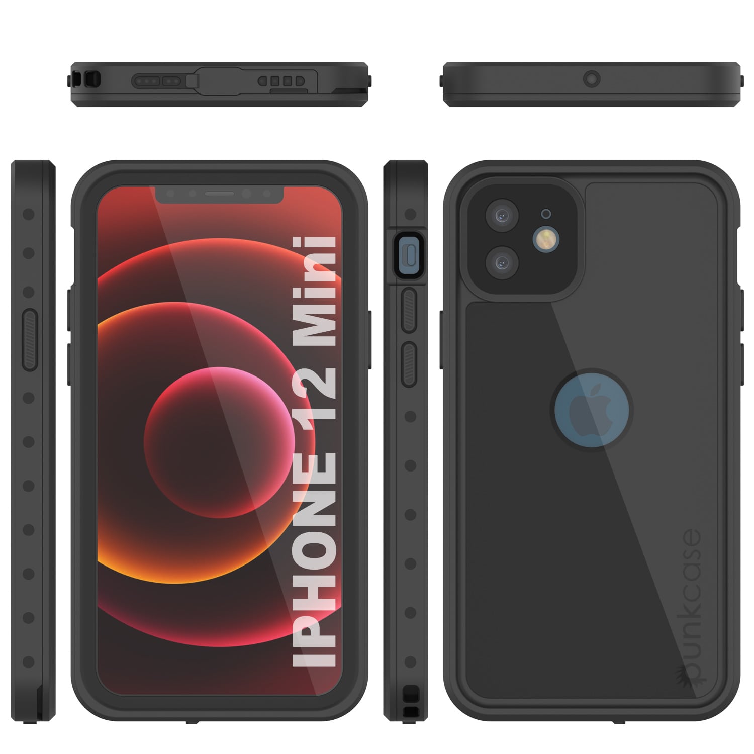 Capa à prova d'água IP68 para iPhone 12 Mini, Punkcase [Preto] [Série StudStar] [Ajuste Slim]