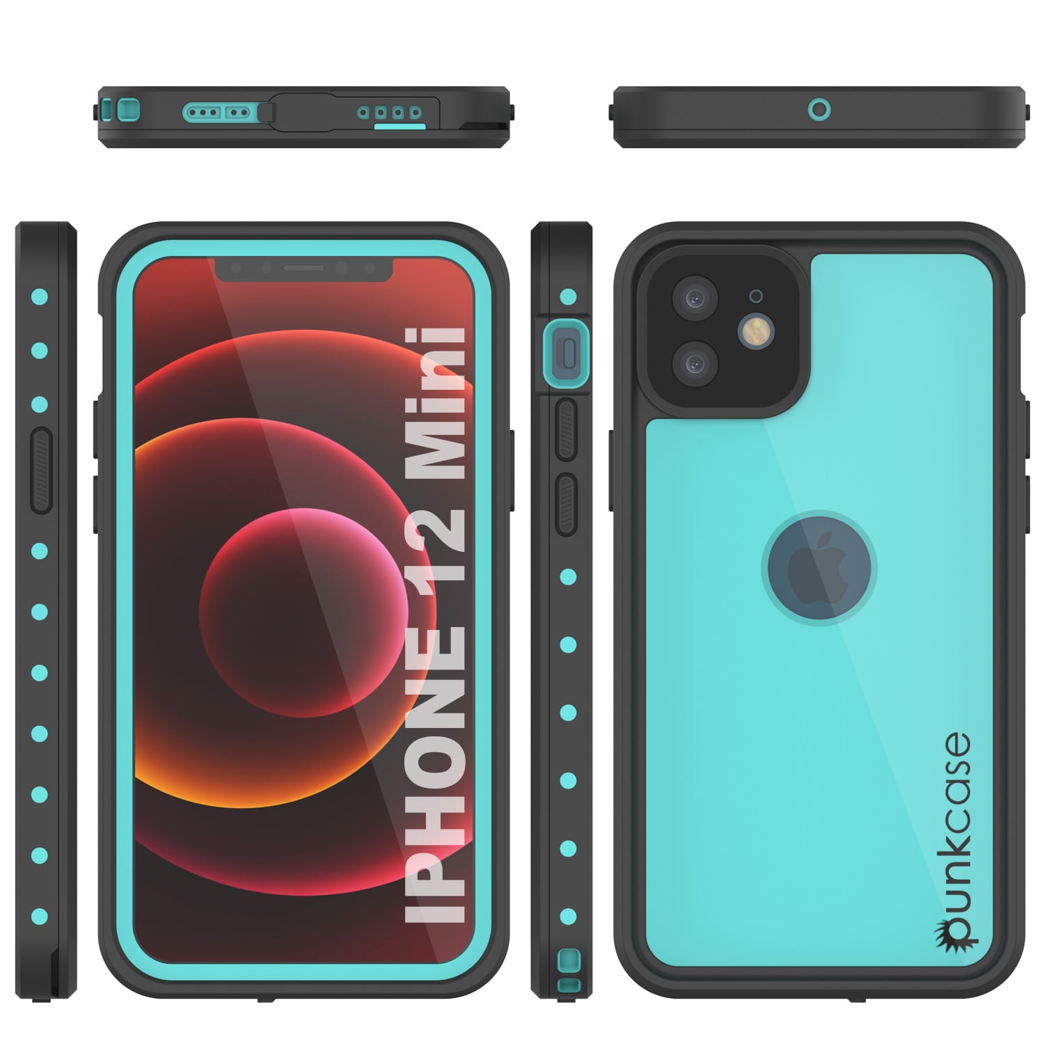 Capa à prova d'água IP68 para iPhone 12 Mini, Punkcase [Teal] [Série StudStar] [Ajuste Slim]