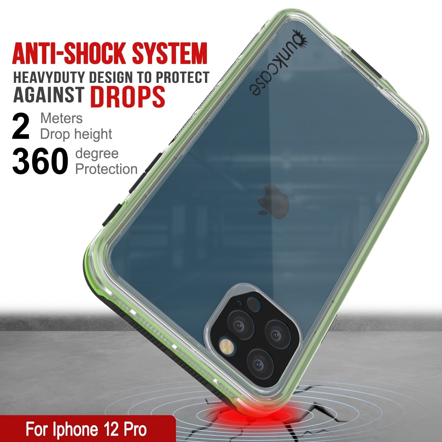 Capa à Prova d'Água Punkcase para iPhone 13 Pro [Série Aqua] Capa de Armadura [Preto Transparente] [Traseira Transparente]