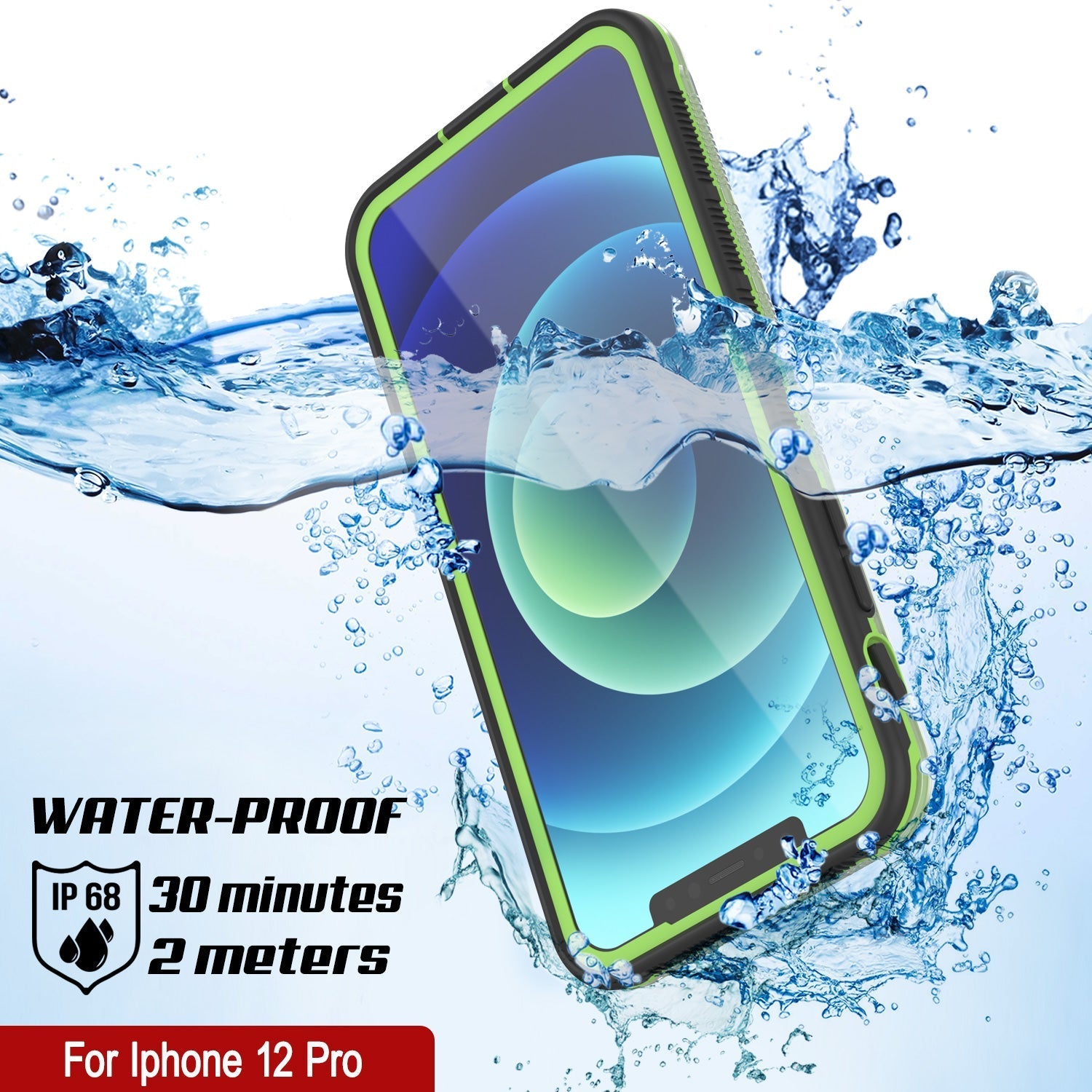 Capa à Prova d'Água Punkcase para iPhone 13 Pro [Série Aqua] Capa de Armadura [Preto Transparente] [Traseira Transparente]