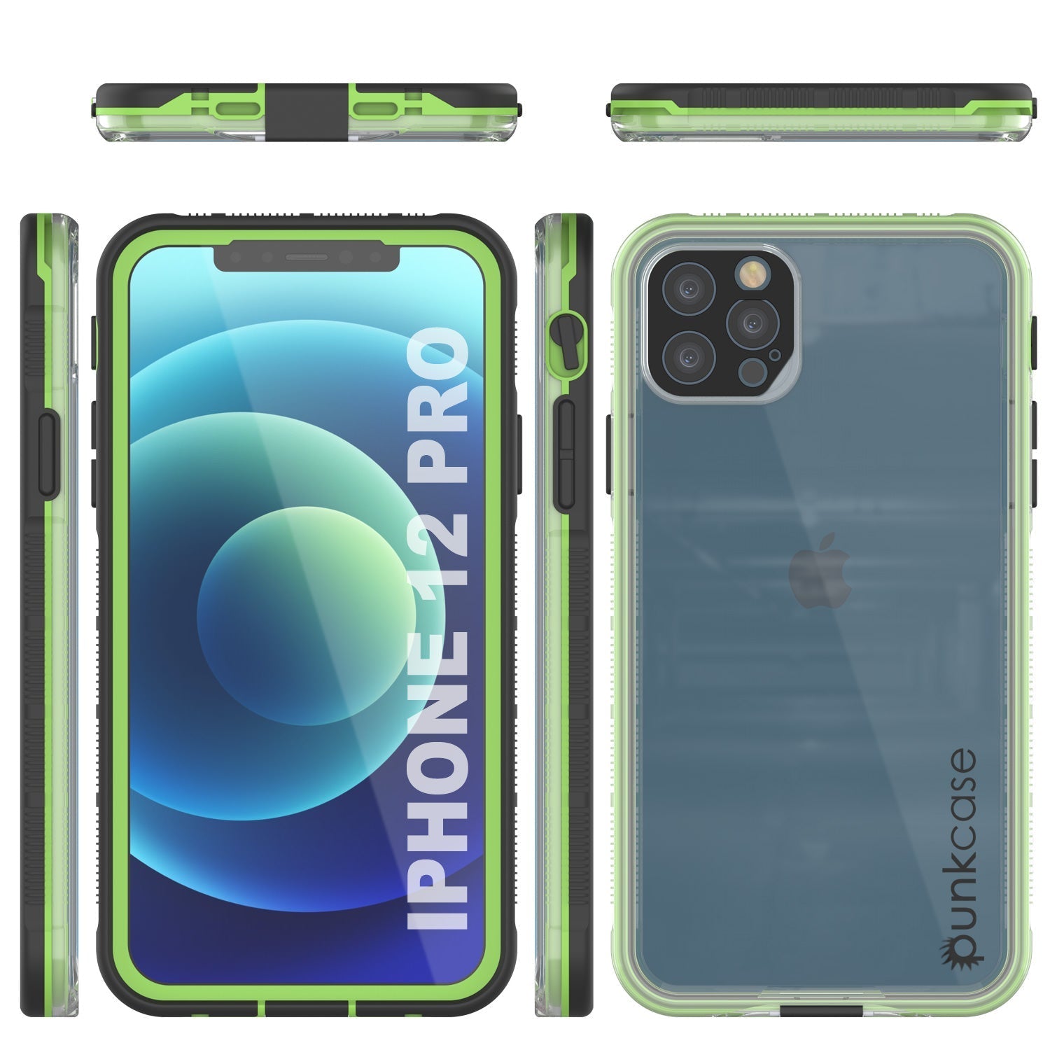 Capa à Prova d'Água Punkcase para iPhone 13 Pro [Série Aqua] Capa de Armadura [Preto Transparente] [Traseira Transparente]