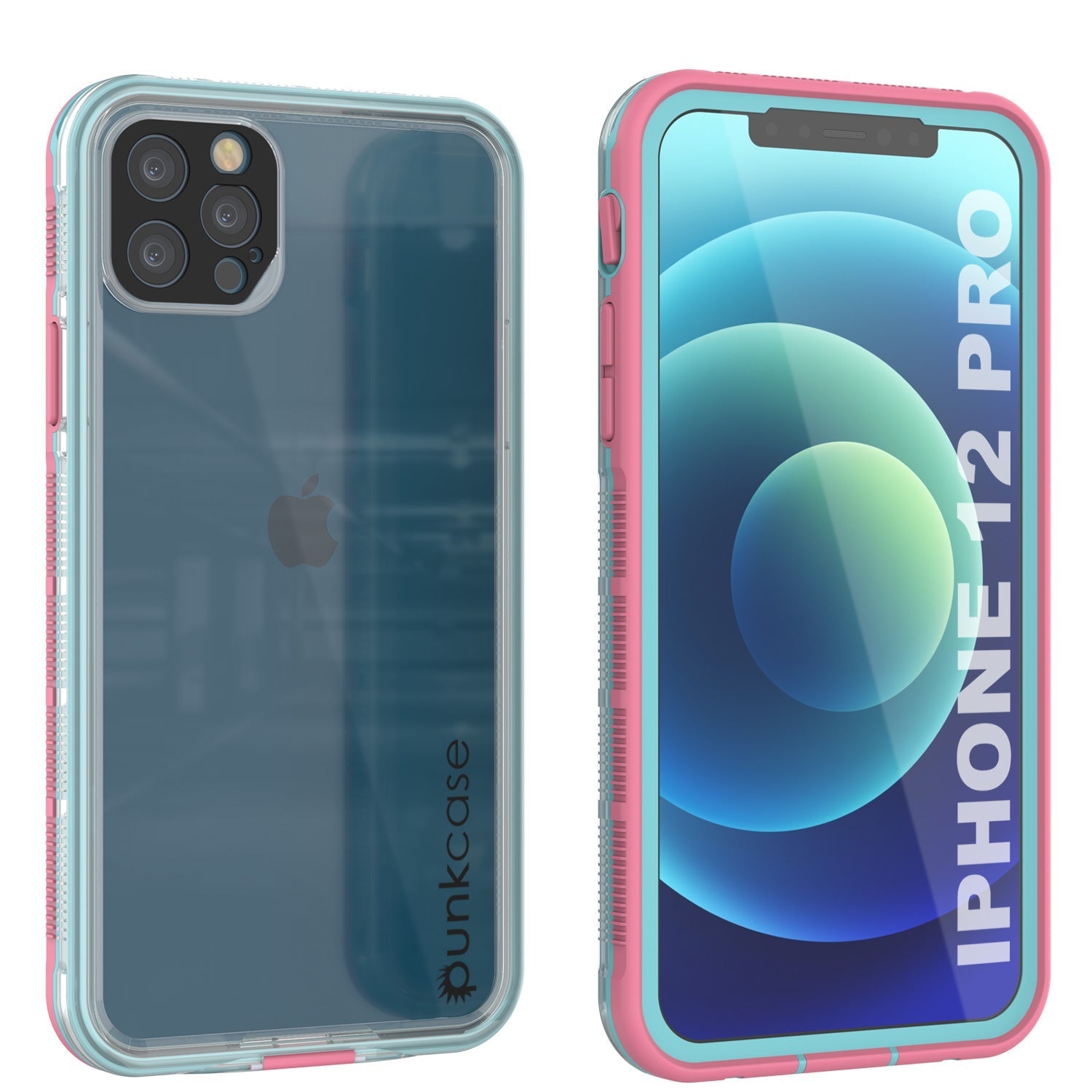Capa à prova d'água Punkcase para iPhone 13 Pro [Série Aqua] Capa resistente [Rosa Transparente] [Traseira Transparente]