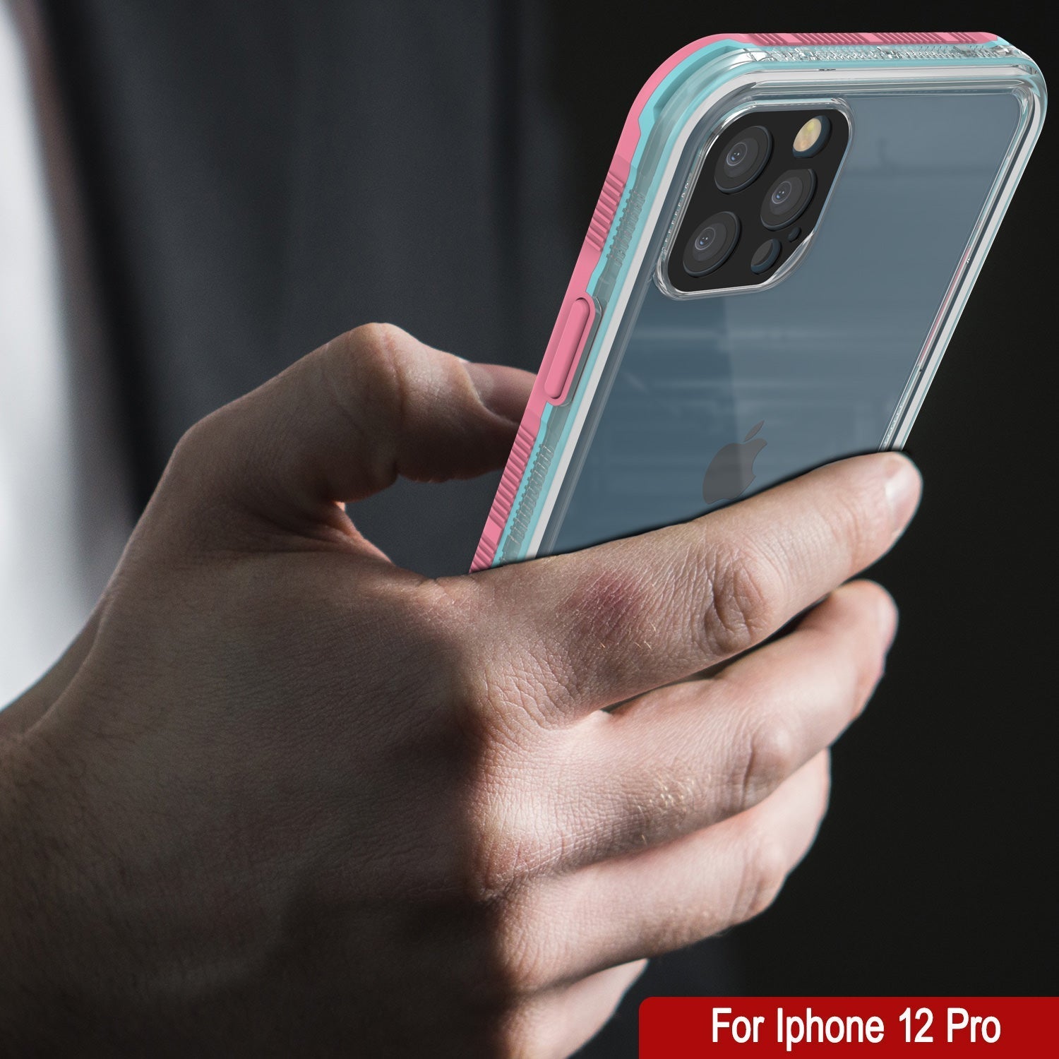 Capa à prova d'água Punkcase para iPhone 13 Pro [Série Aqua] Capa resistente [Rosa Transparente] [Traseira Transparente]