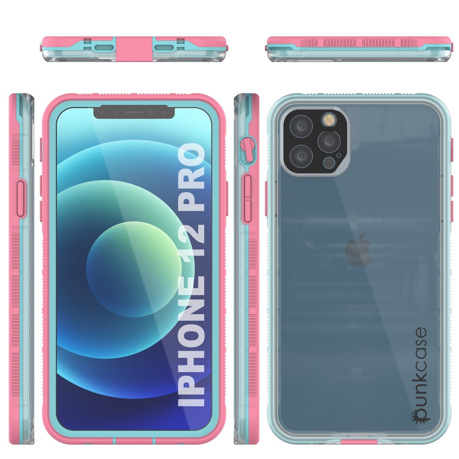 Capa à prova d'água Punkcase para iPhone 13 Pro [Série Aqua] Capa resistente [Rosa Transparente] [Traseira Transparente]