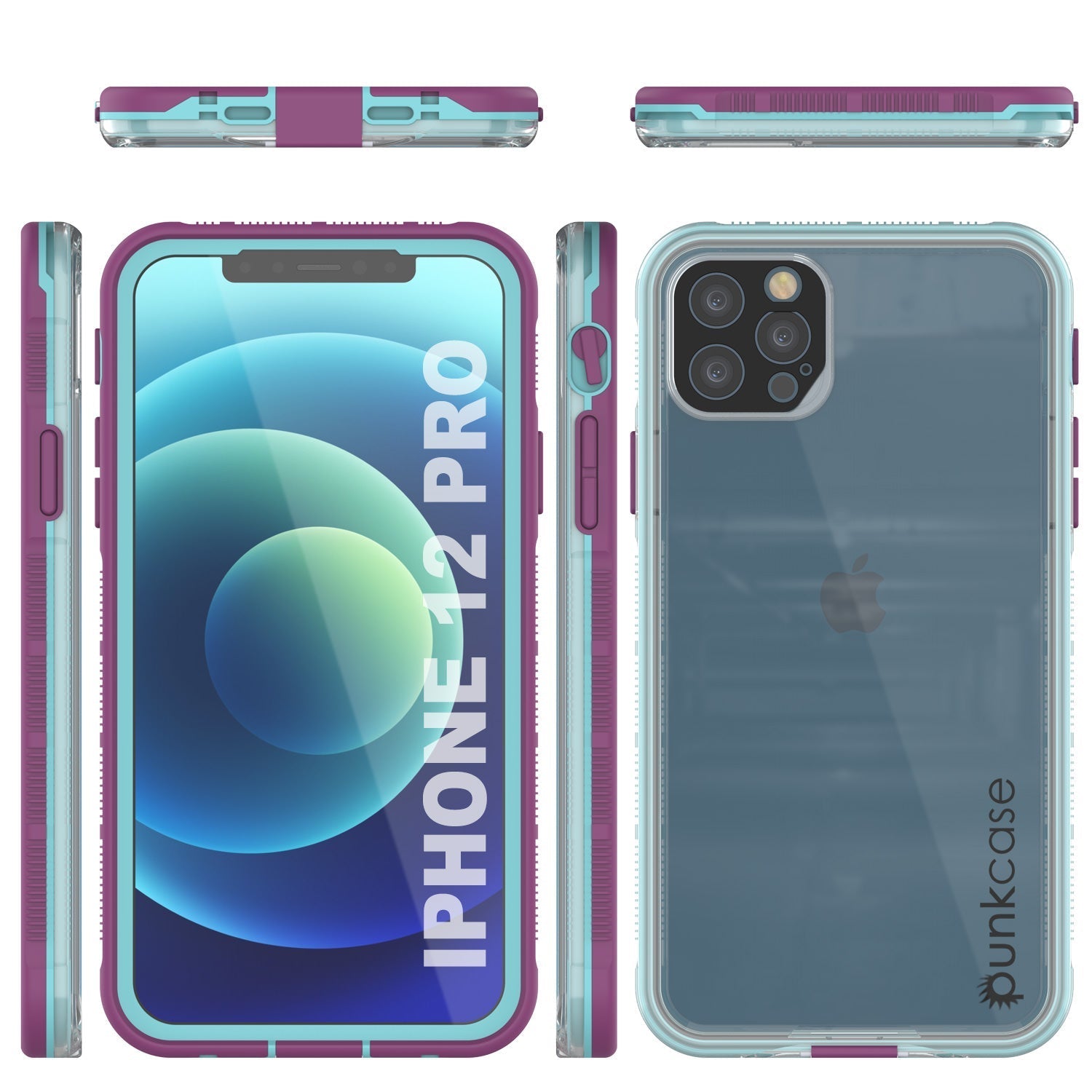 Capa à prova d'água Punkcase para iPhone 13 Pro [Série Aqua] Armadura [Azul Transparente] [Costas Transparentes]