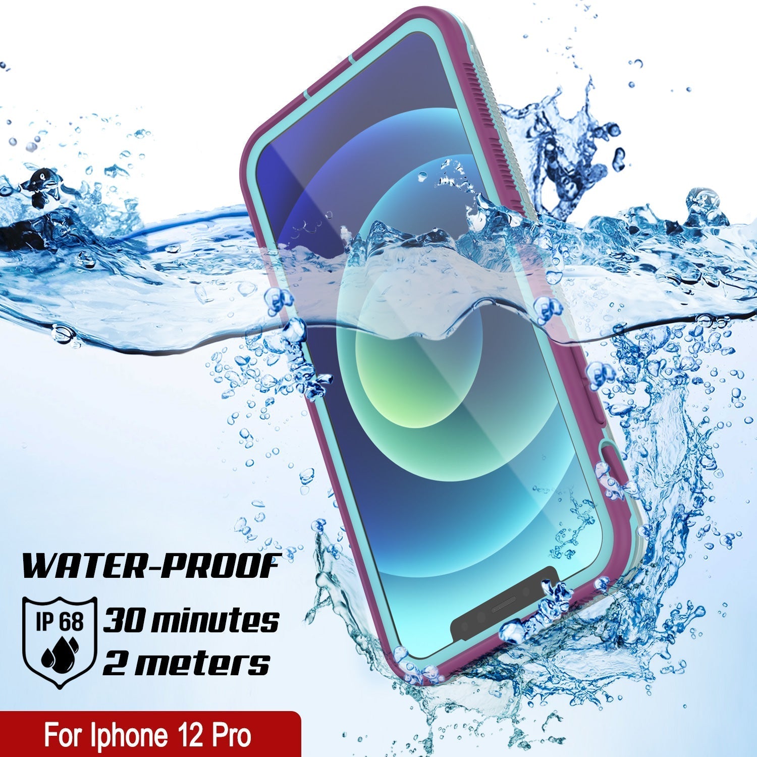Capa à prova d'água Punkcase para iPhone 13 Pro [Série Aqua] Armadura [Azul Transparente] [Costas Transparentes]