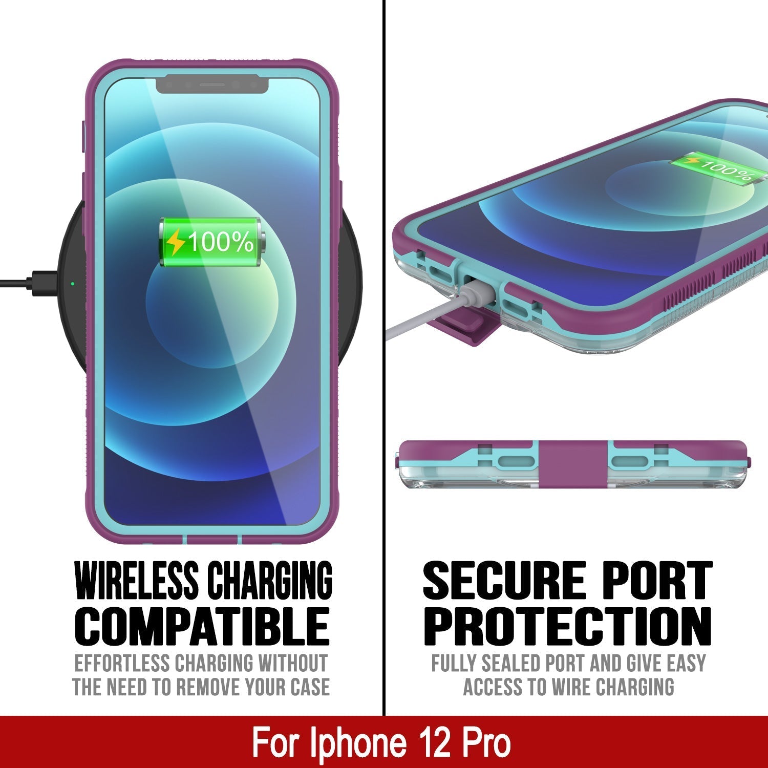 Capa à prova d'água Punkcase para iPhone 13 Pro [Série Aqua] Armadura [Azul Transparente] [Costas Transparentes]