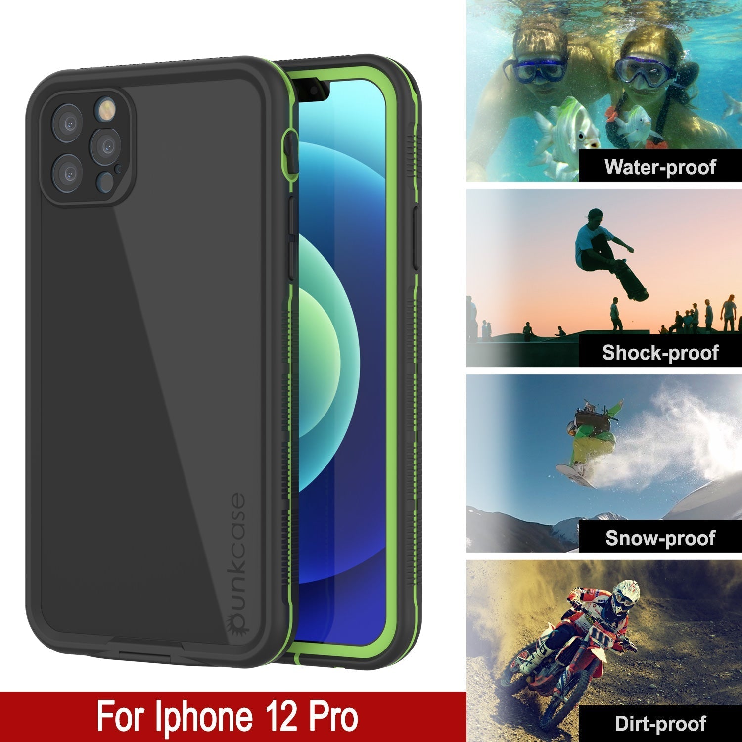 Capa à prova d'água Punkcase iPhone 13 Pro [Série Aqua] Capa de armadura [Preto]