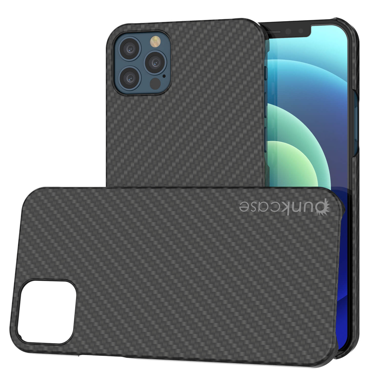 Capa iPhone 12 Pro, Punkcase CarbonShield, Resistente e Ultra Fina de 2 Peças em Dupla Camada [à prova de choque]