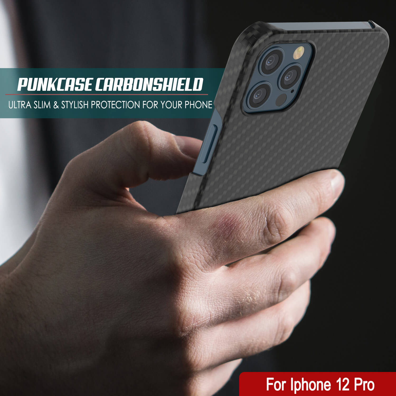 Capa iPhone 12 Pro, Punkcase CarbonShield, Resistente e Ultra Fina de 2 Peças em Dupla Camada [à prova de choque]