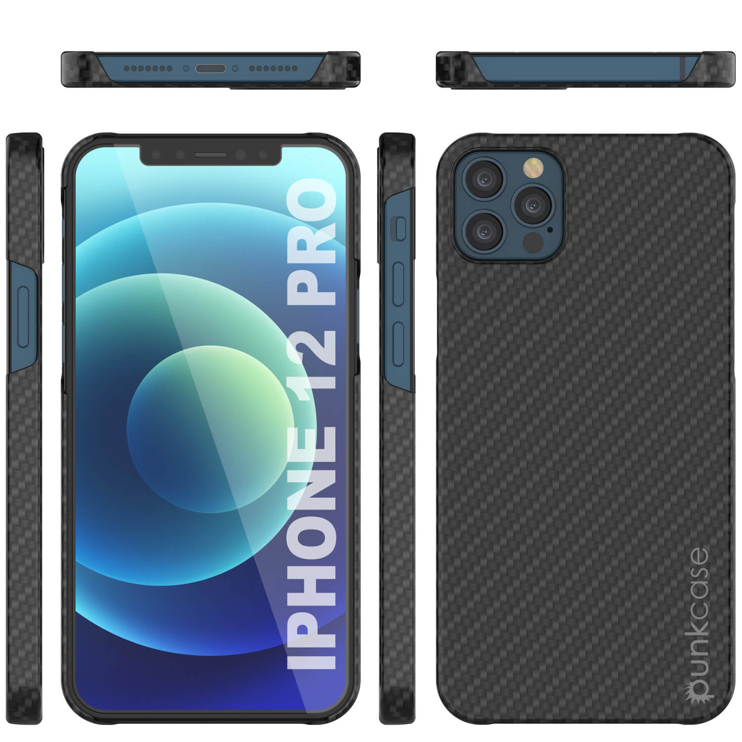 Capa iPhone 12 Pro, Punkcase CarbonShield, Resistente e Ultra Fina de 2 Peças em Dupla Camada [à prova de choque]