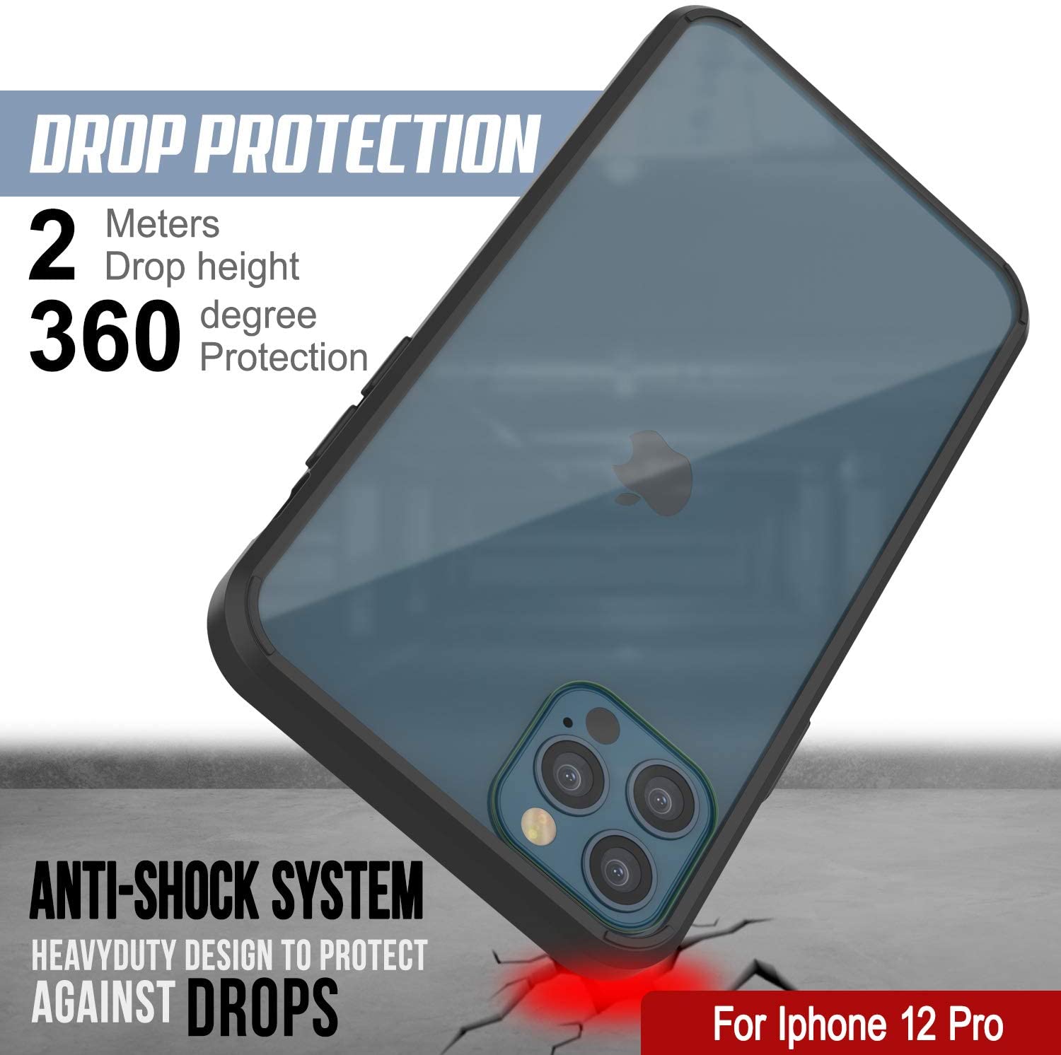 Capa iPhone 12 Pro Punkcase® LUCID 2.0 Série Black com Protetor de Tela PUNK SHIELD | Ultra Fit