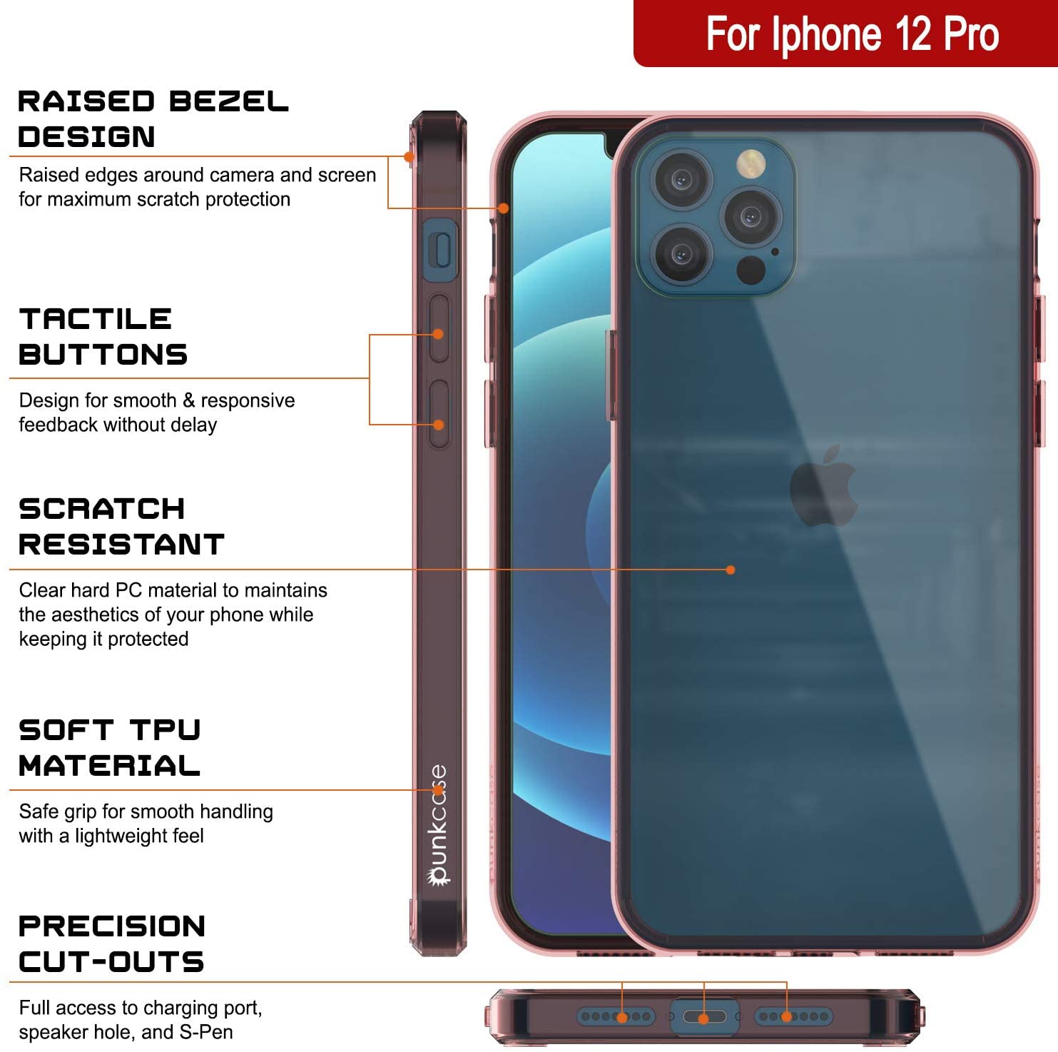 Capa iPhone 13 Pro Punkcase® LUCID 2.0 Série Crystal Pink com Protetor de Tela SHIELD | Ultra Fit
