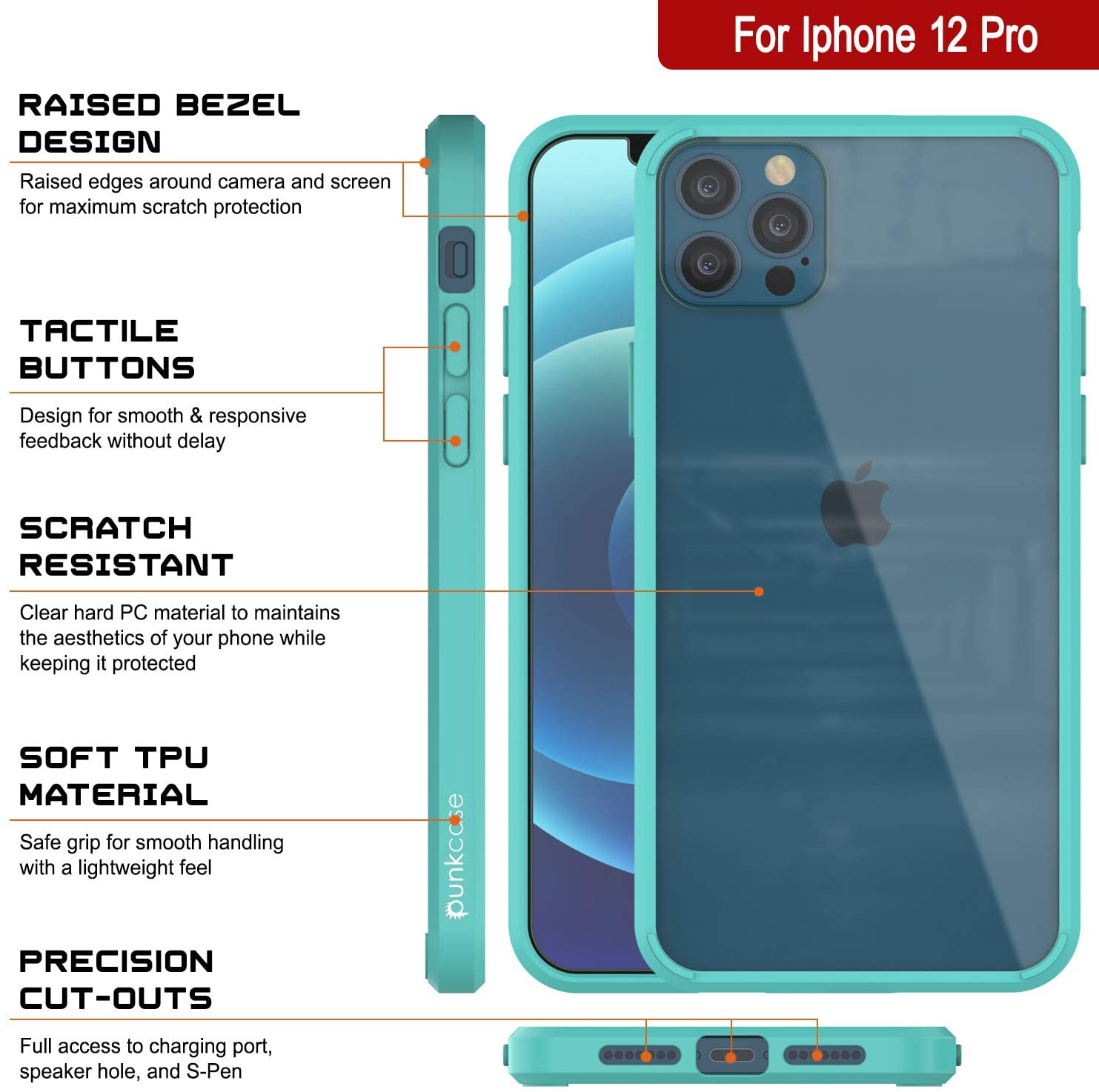 Capa para iPhone 13 Pro Punkcase® Série Teal LUCID 2.0 com Protetor de Tela PUNK SHIELD | Ajuste Ultra