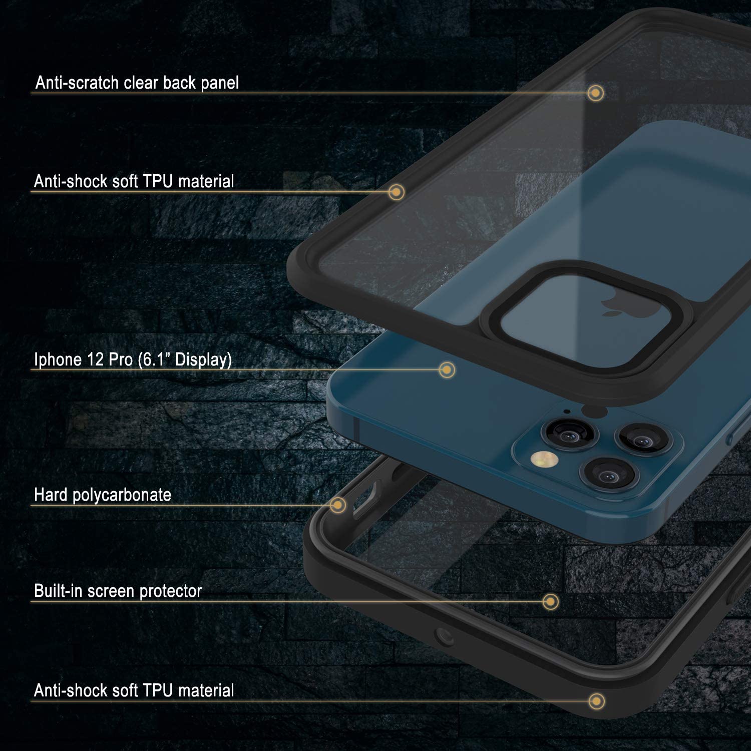 Capa à Prova d'Água para iPhone 12 Pro, Punkcase [Série Extrema] Capa de Armadura com Protetor de Tela Integrado [Azul Claro]