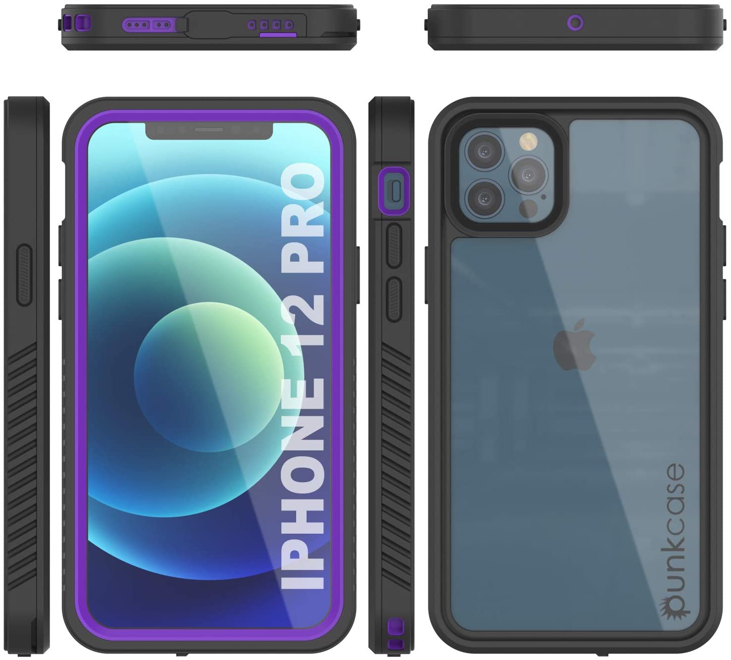 Capa à Prova d' Água para iPhone 12 Pro, Punkcase [Série Extrema] Capa de Armadura com Protetor de Tela Incorporado [Roxo]