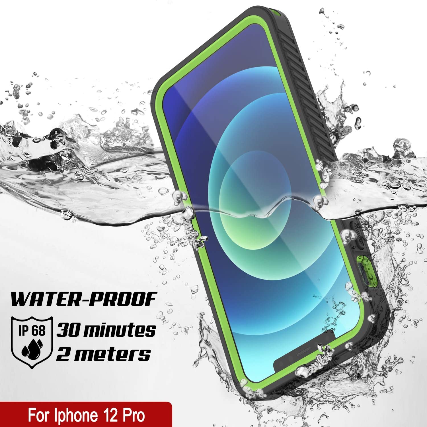 Capa à Prova d'Água iPhone 12 Pro, Punkcase [Série Extrema] Capa de Armadura com Protetor de Tela Integrado [Verde Claro]
