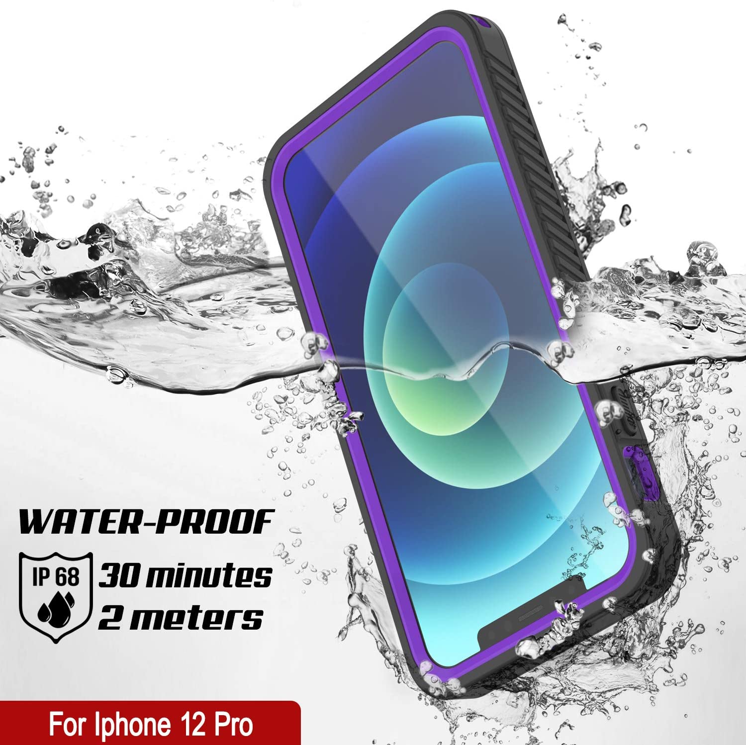 Capa à Prova d' Água para iPhone 12 Pro, Punkcase [Série Extrema] Capa de Armadura com Protetor de Tela Incorporado [Roxo]