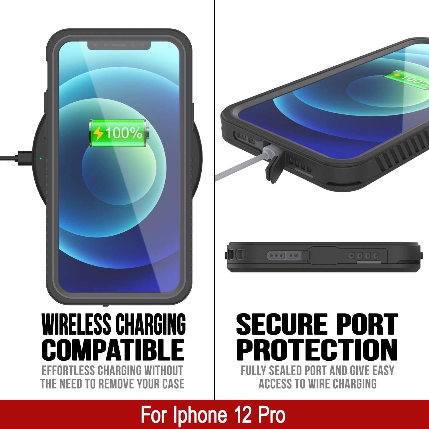 Capa à Prova d' Água para iPhone 12 Pro, Punkcase [Série Extrema] Capa de Armadura com Protetor de Tela Incorporado [Roxo]