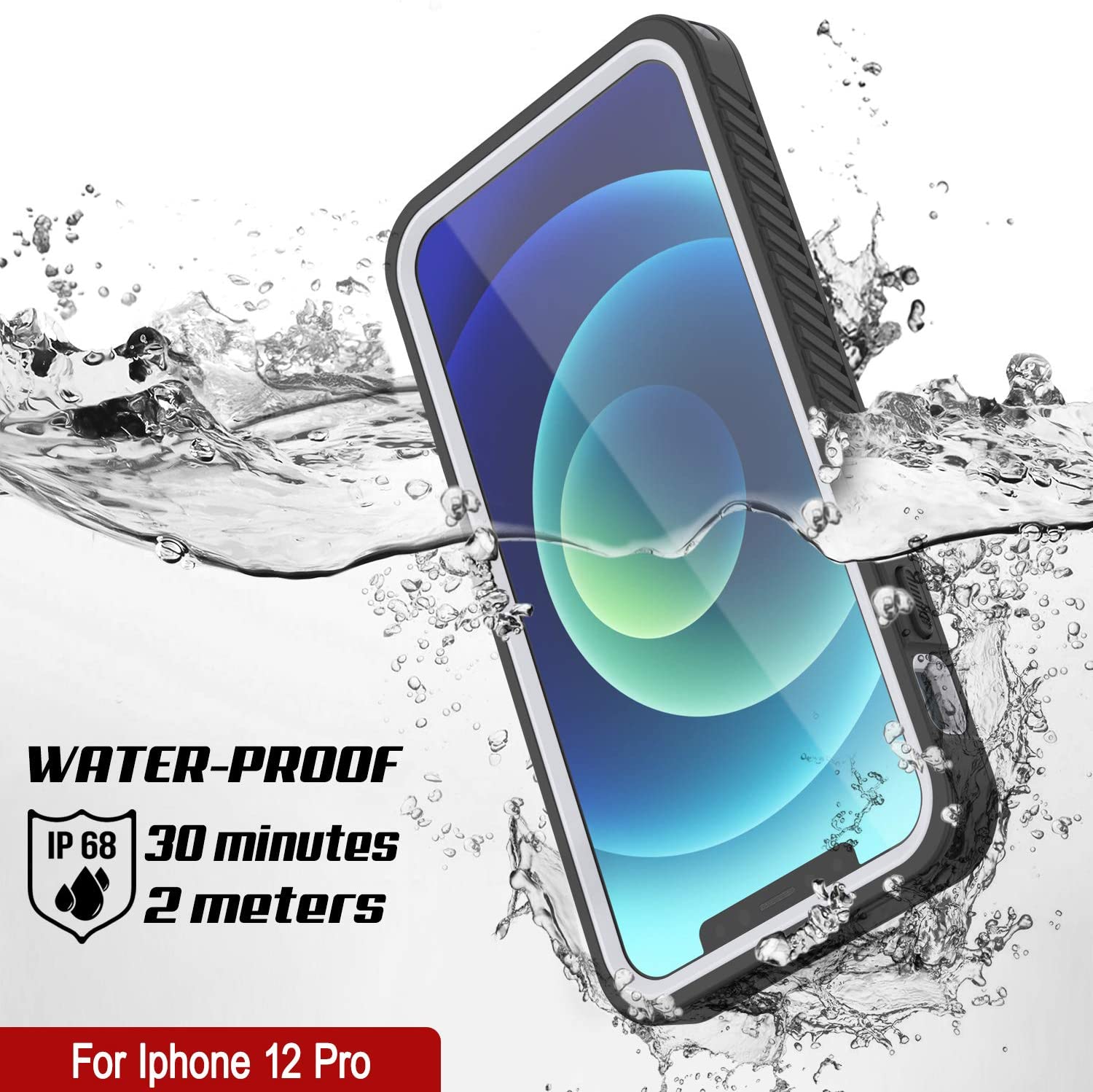 Capa à prova d'água para iPhone 12 Pro, Punkcase [Série Extreme] Capa de Armadura com Protetor de Tela Integrado [Branco]