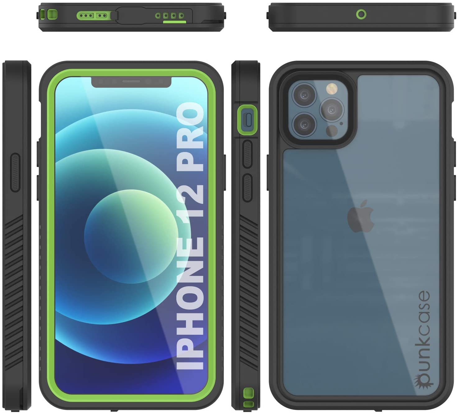 Capa à Prova d'Água iPhone 12 Pro, Punkcase [Série Extrema] Capa de Armadura com Protetor de Tela Integrado [Verde Claro]