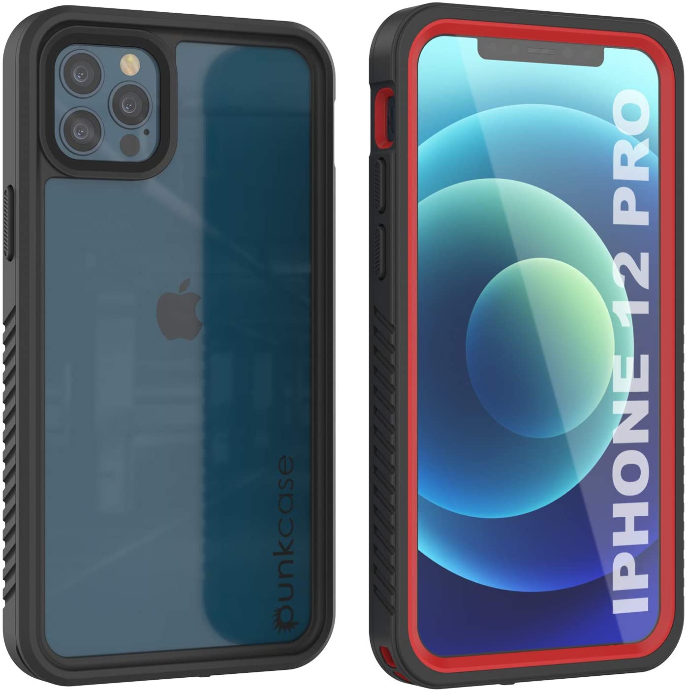 Capa à prova d'água iPhone 12 Pro, Punkcase [Série Extrema] Protetor de tela embutido [Vermelho]
