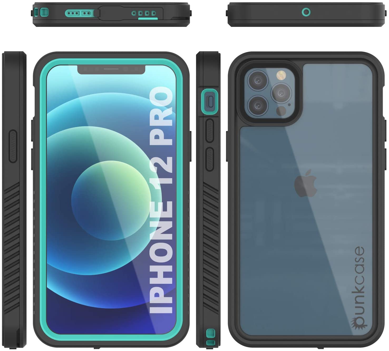 Capa à Prova d'Água para iPhone 12 Pro, Punkcase [Série Extreme] Capa Armadura com Protetor de Tela Integrado [Verde-azulado]