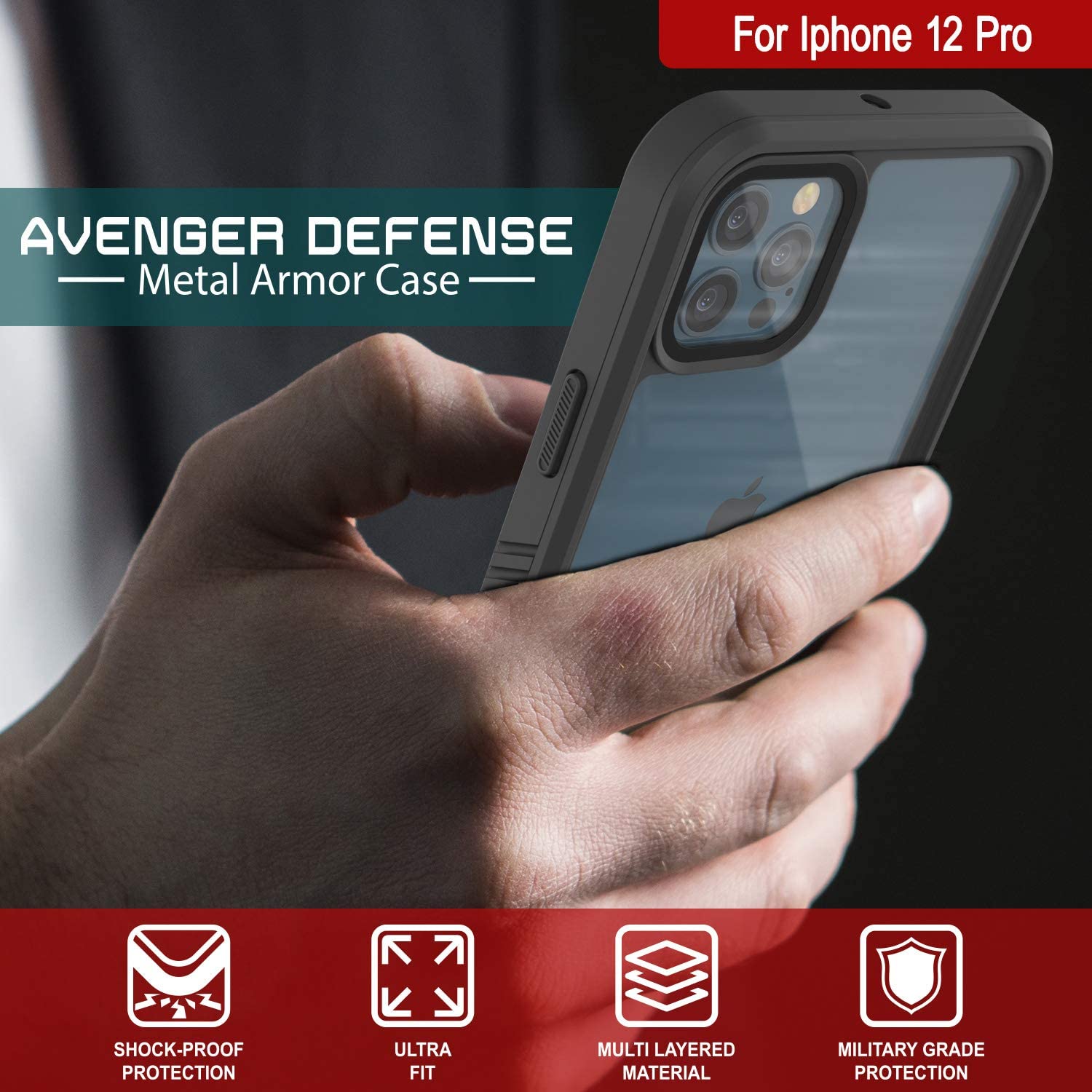Capa à Prova d' Água para iPhone 12 Pro, Punkcase [Série Extrema] Capa de Armadura com Protetor de Tela Incorporado [Roxo]