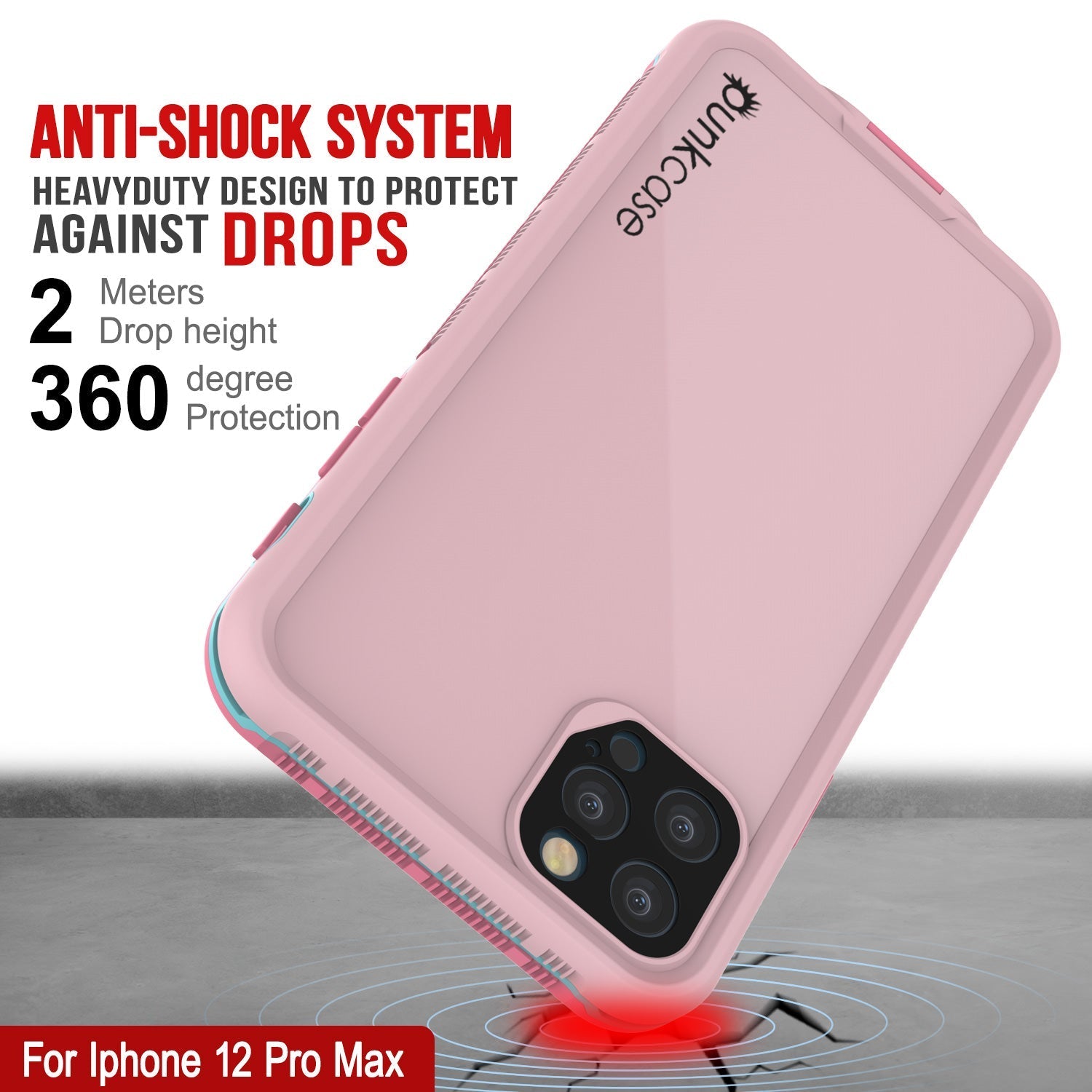 Capa à prova d'água Punkcase para iPhone 13 Pro Max [Série Aqua] Cobertura Armor [Rosa]