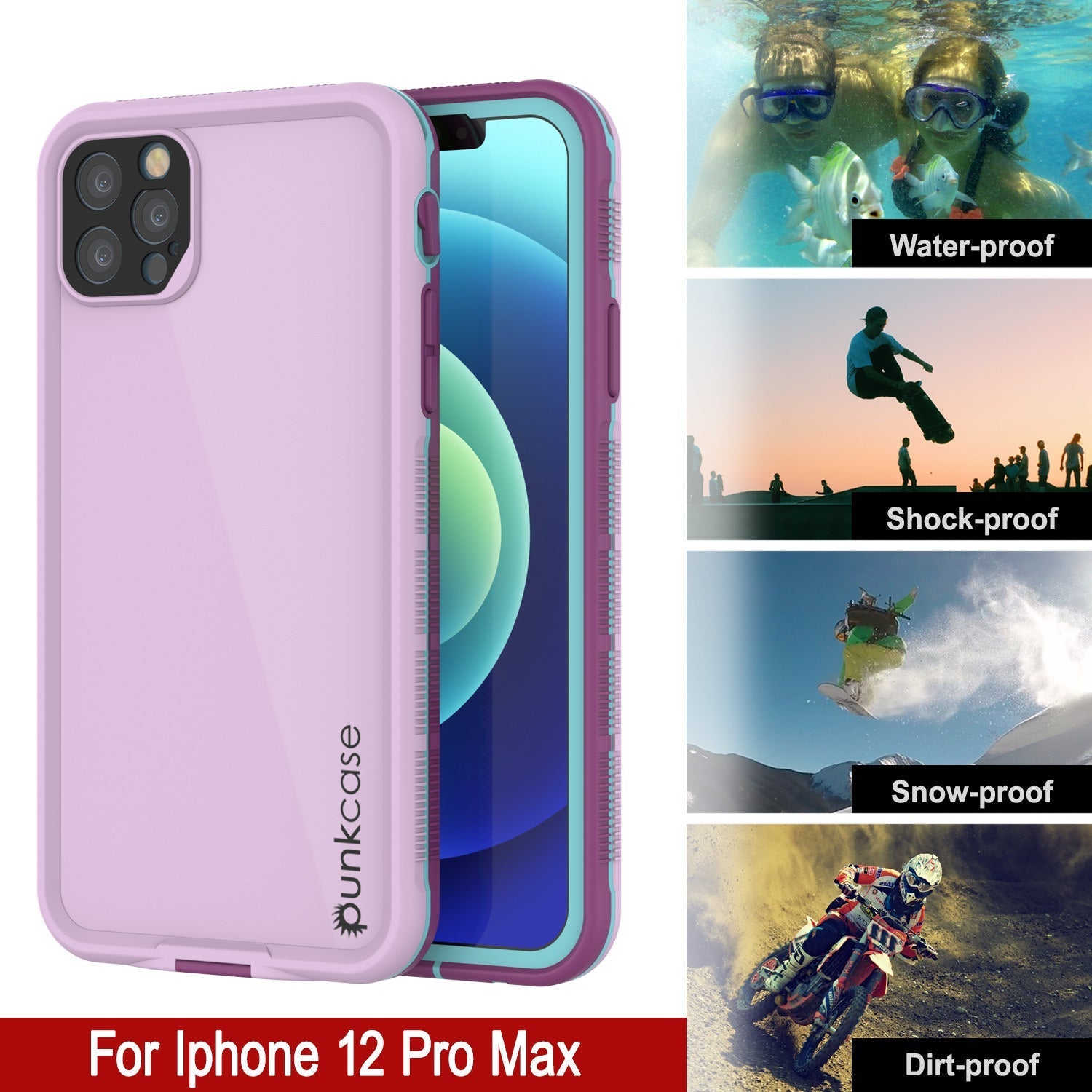 Capa à prova d'água Punkcase para iPhone 13 Pro Max [Série Aqua] Cobertura de Armadura [Azul]