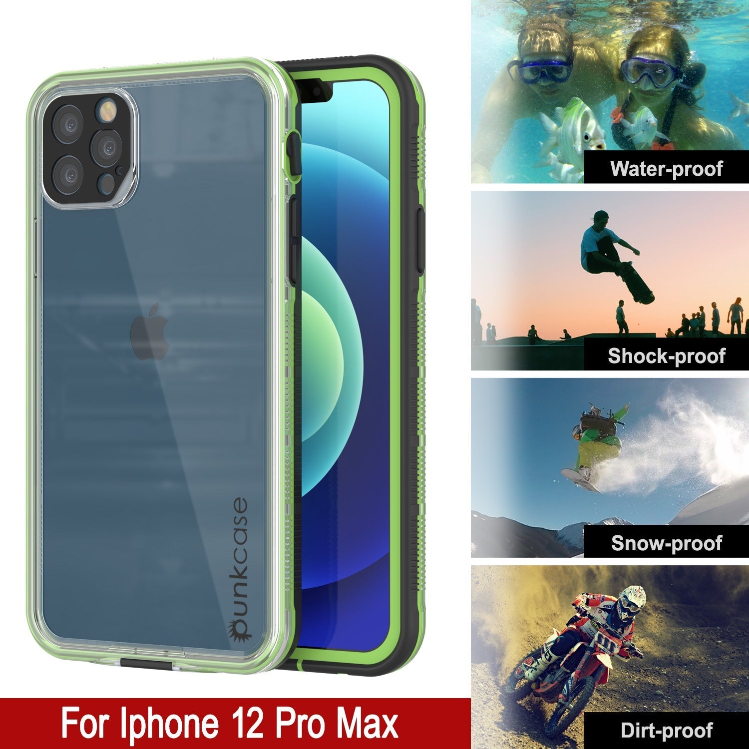 Capa à prova d'água Punkcase iPhone 13 Pro Max [Série Aqua] Cover Armor [Preto Transparente] [Parte Traseira Transparente]