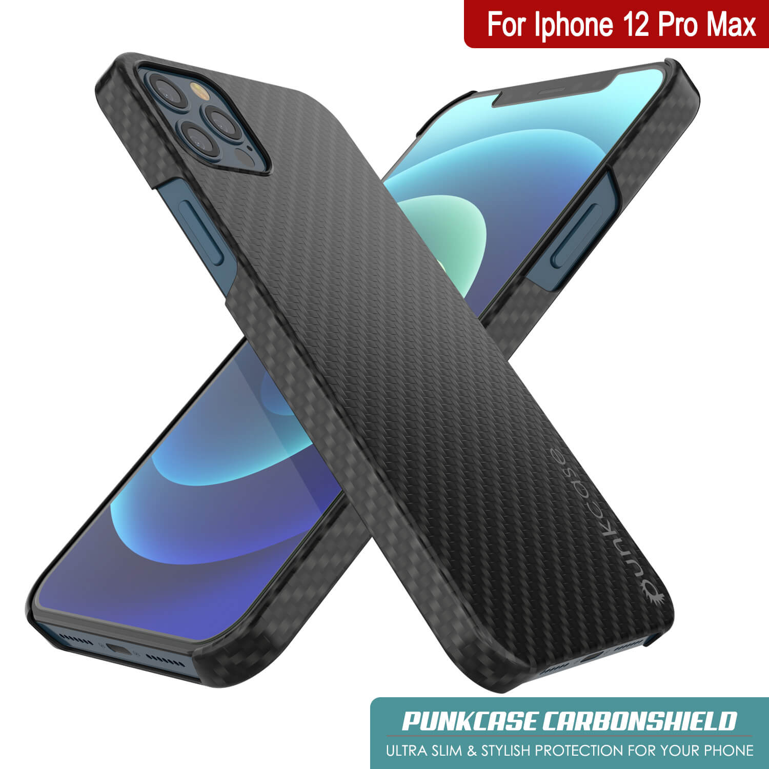 Capa para iPhone 12 Pro Max, Punkcase CarbonShield, Resistente e Ultra Fina em 2 Peças de Dupla Camada [à prova de choque]