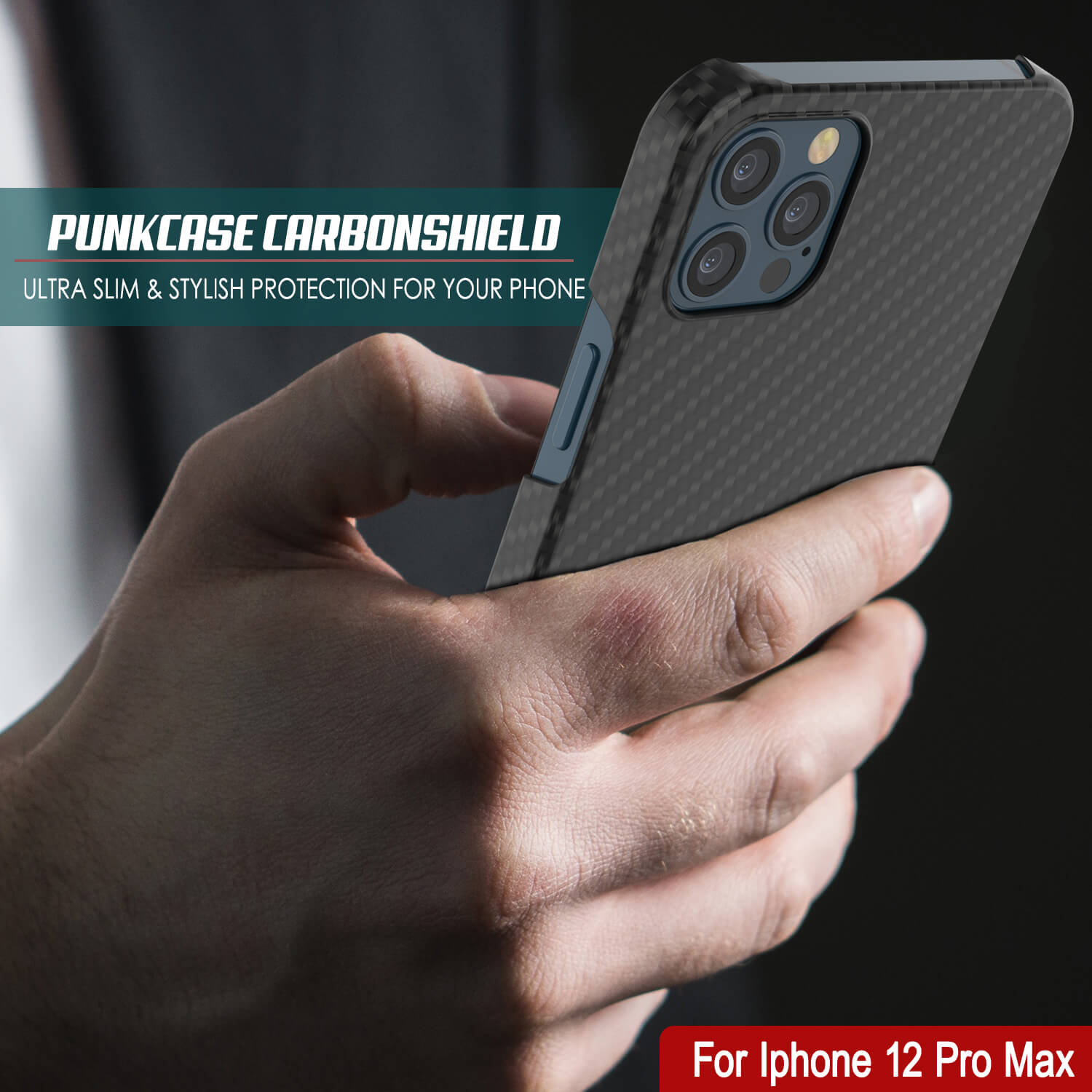 Capa para iPhone 12 Pro Max, Punkcase CarbonShield, Resistente e Ultra Fina em 2 Peças de Dupla Camada [à prova de choque]
