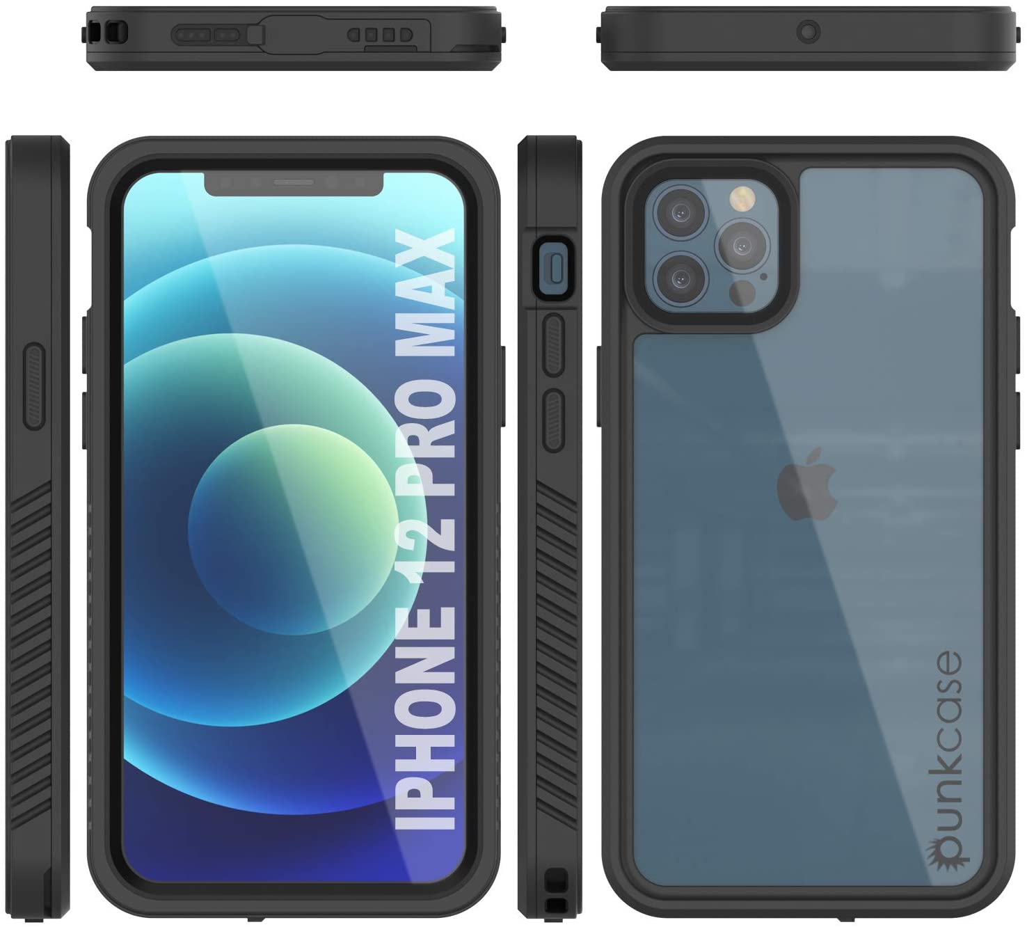 iPhone 12 Pro Max Waterproof Case, Punkcase [Extreme Series] Armor Cover W/ Built In Screen Protector [Black] (Color in image: Red)