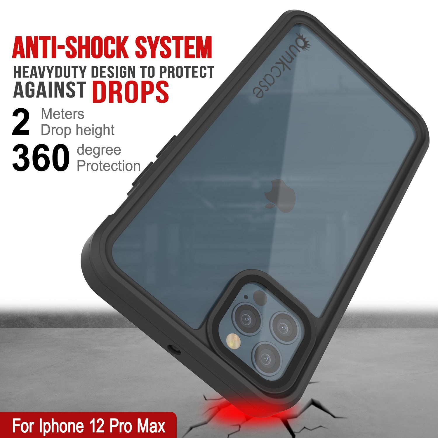 iPhone 12 Pro Max Waterproof Case, Punkcase [Extreme Series] Armor Cover W/ Built In Screen Protector [Light Green] (Color in image: Light Blue)