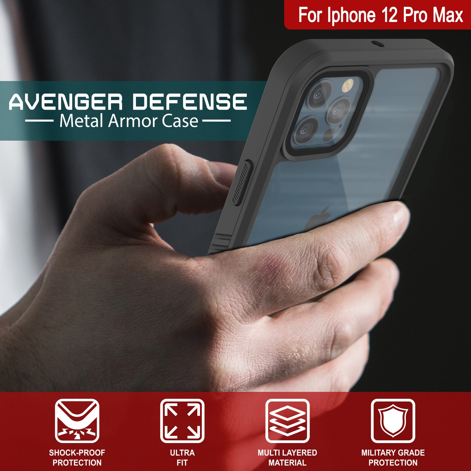 iPhone 12 Pro Max Waterproof Case, Punkcase [Extreme Series] Armor Cover W/ Built In Screen Protector [Light Green] (Color in image: Teal)