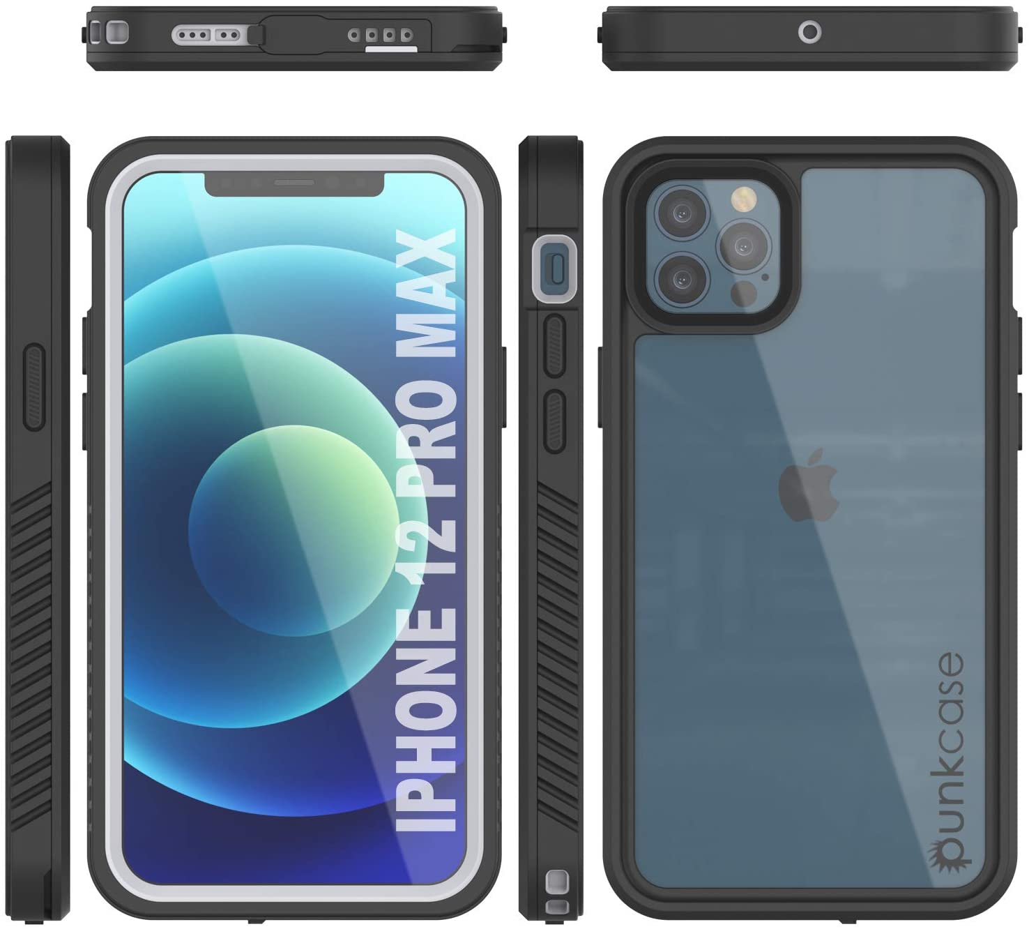 iPhone 12 Pro Max Waterproof Case, Punkcase [Extreme Series] Armor Cover W/ Built In Screen Protector [White] (Color in image: Teal)