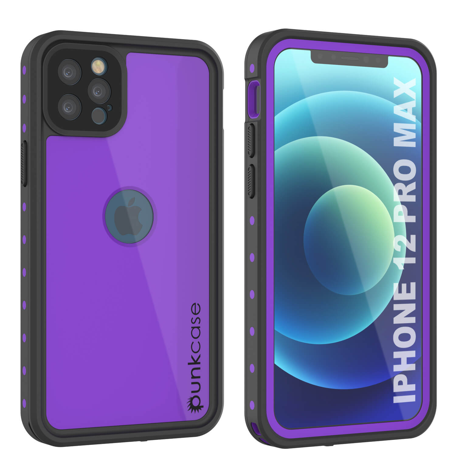 Capa à prova d'água IP68 para iPhone 12 Pro Max, Punkcase [Roxa] [Série StudStar] [Ajuste Slim] [Prova de sujeira]
