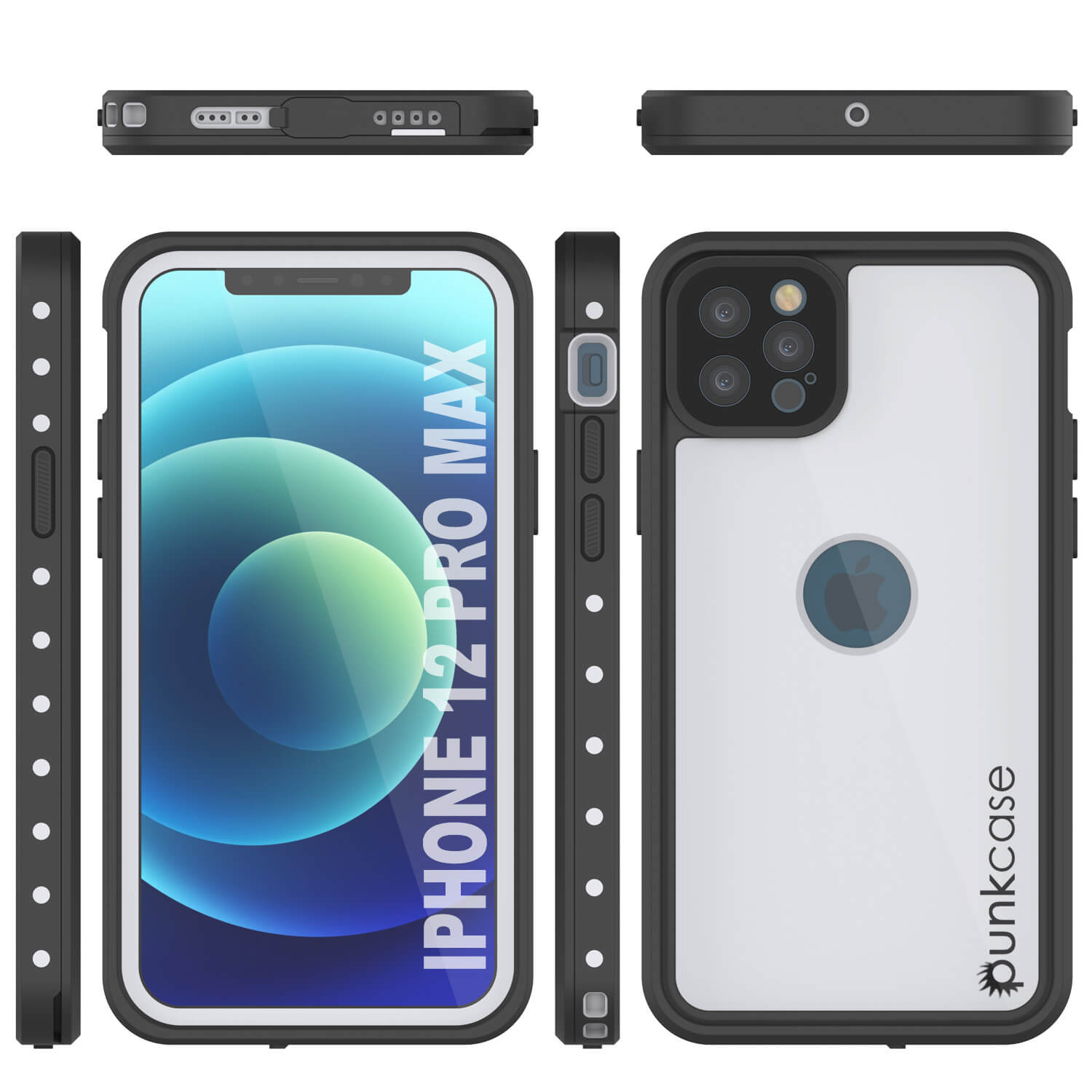 Capa à prova d'água IP68 para iPhone 12 Pro Max, Punkcase [Branca] [Série StudStar] [Ajuste Fino] [À prova de sujeira]
