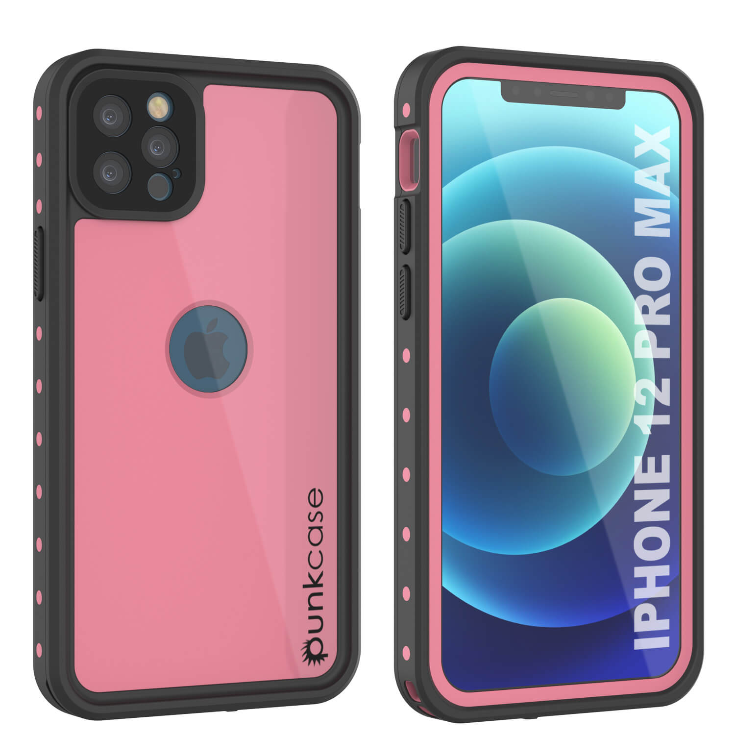 Capa à prova d'água IP68 para iPhone 12 Pro Max, Punkcase [Rosa] [Série StudStar] [Ajuste Slim] [À prova de sujeira]