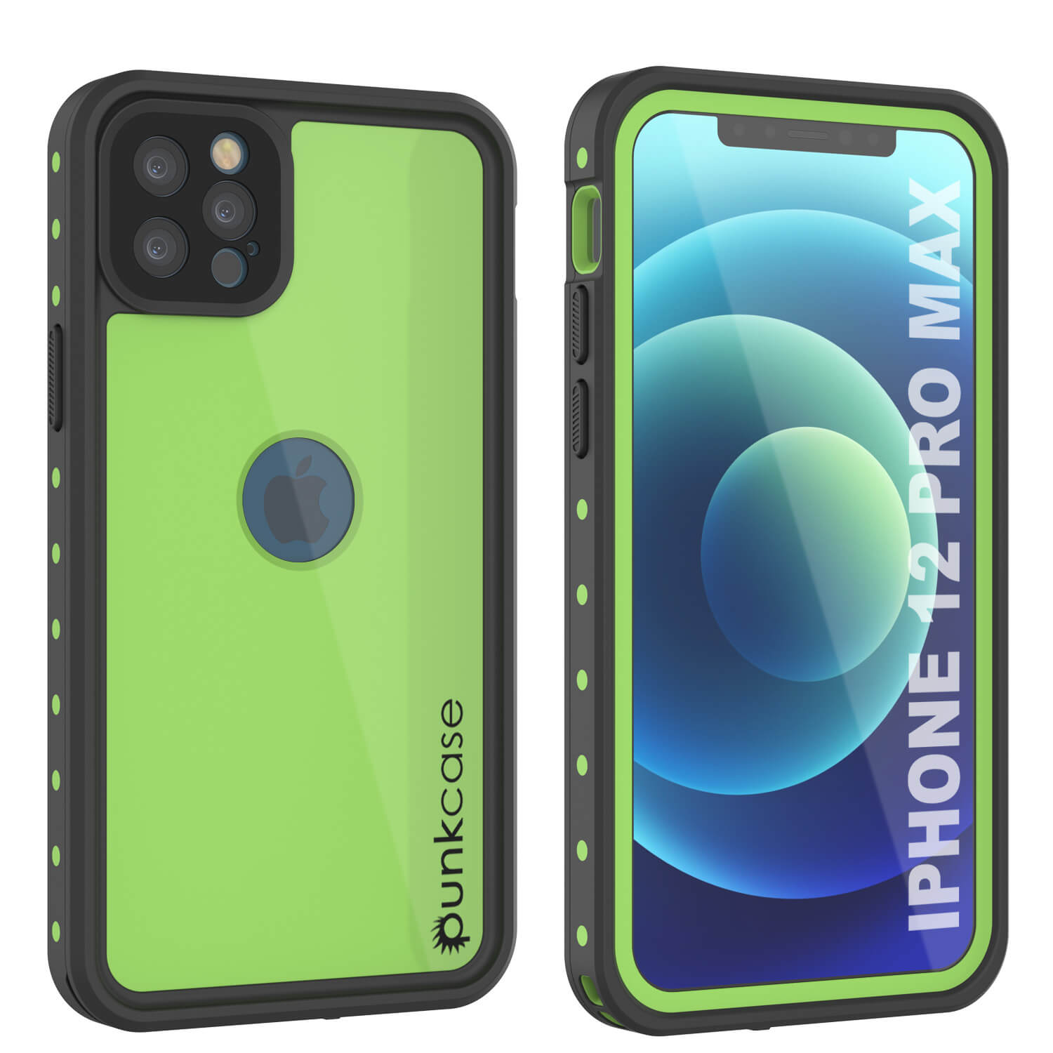 Capa à prova d'água IP68 para iPhone 12 Pro Max, Punkcase [verde claro] [Série StudStar] [Ajuste fino] [Prova de sujeira]