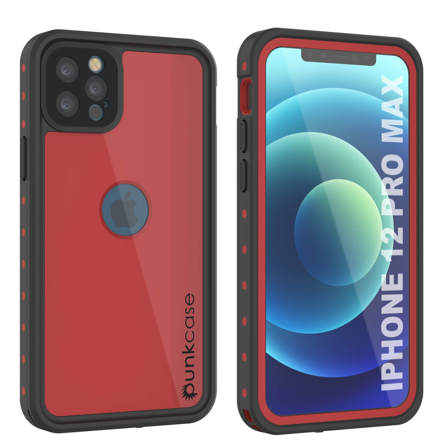 Capa à prova d'água IP68 para iPhone 12 Pro Max, Punkcase [Vermelha] [Série StudStar] [Slim Fit]