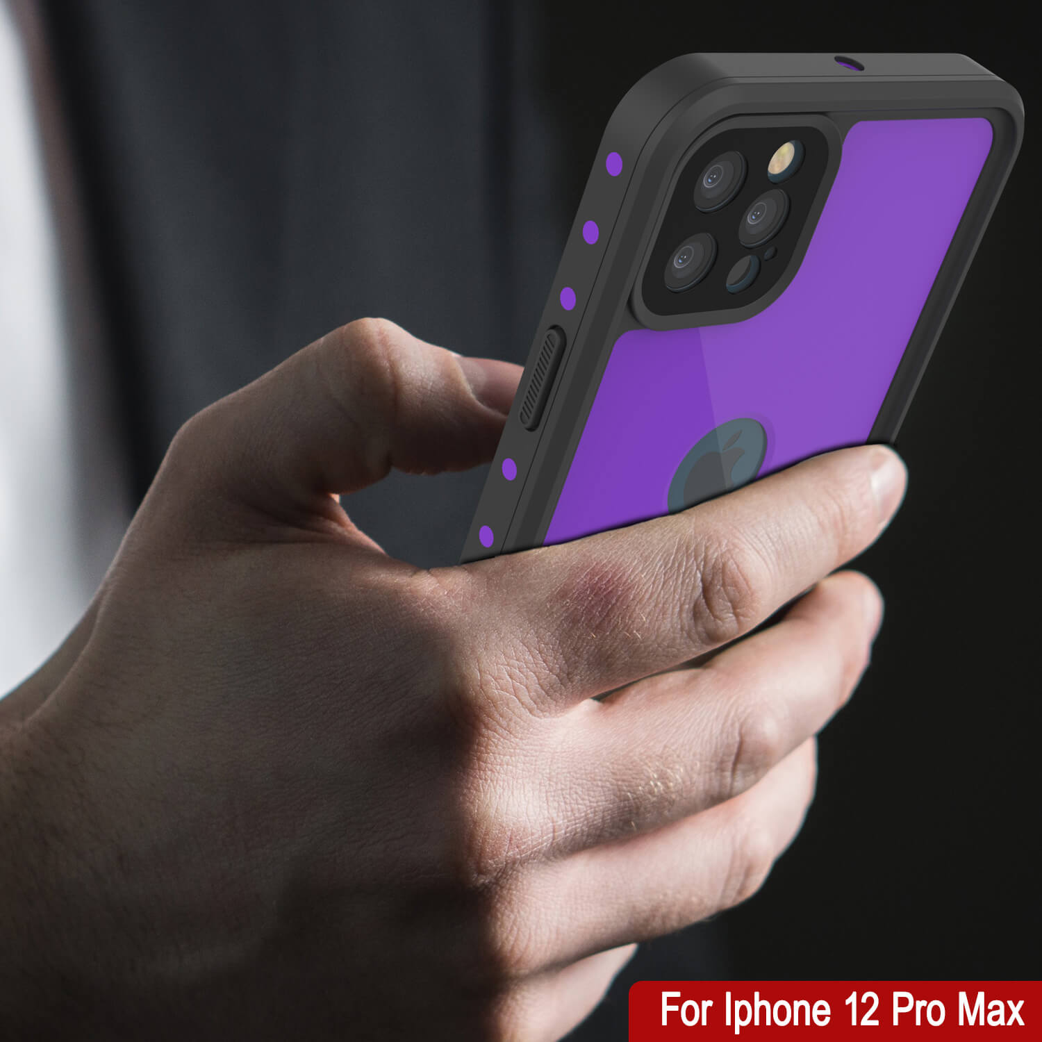 Capa à prova d'água IP68 para iPhone 12 Pro Max, Punkcase [Roxa] [Série StudStar] [Ajuste Slim] [Prova de sujeira]