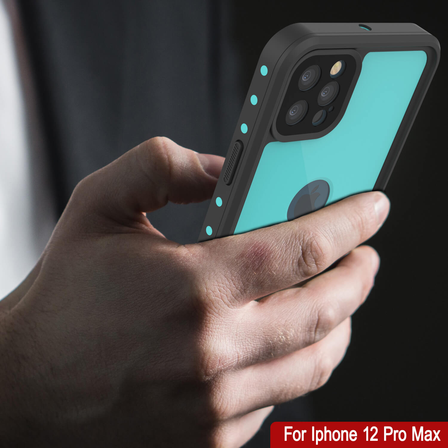 Capa à prova d'água IP68 para iPhone 12 Pro Max, Punkcase [Azul-turquesa] [Série StudStar] [Ajuste Slim]