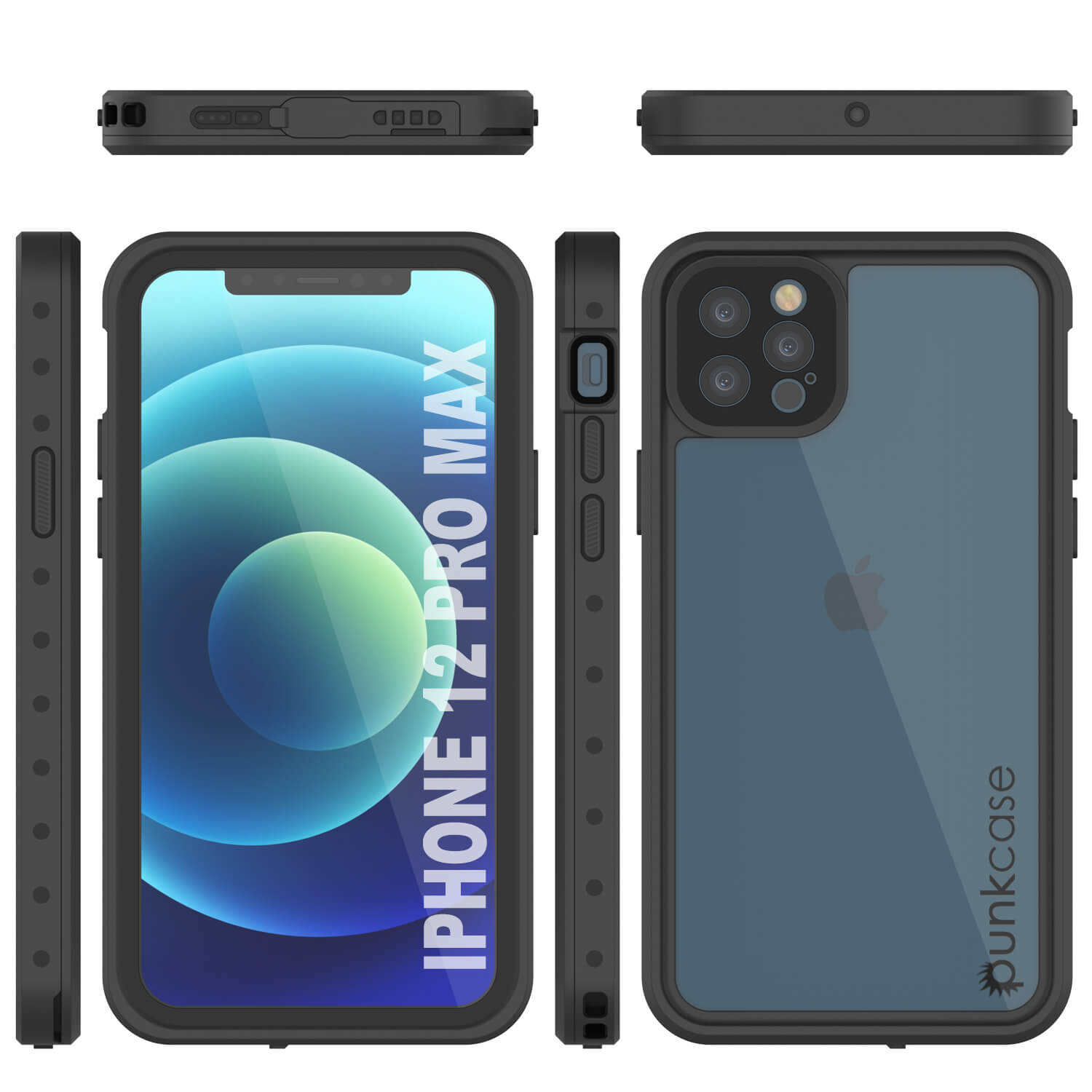 Capa à prova d'água IP68 para iPhone 12 Pro Max, Punkcase [Transparente] [Série StudStar] [Ajuste Slim] [À prova de sujeira]
