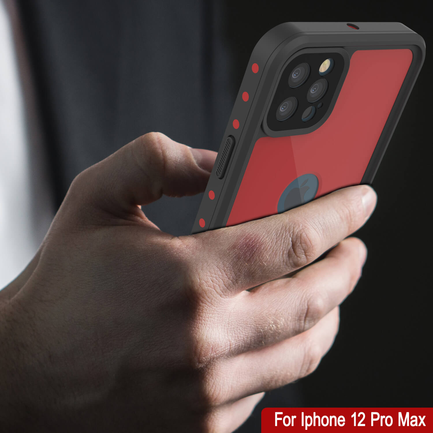 Capa à prova d'água IP68 para iPhone 12 Pro Max, Punkcase [Vermelha] [Série StudStar] [Slim Fit]