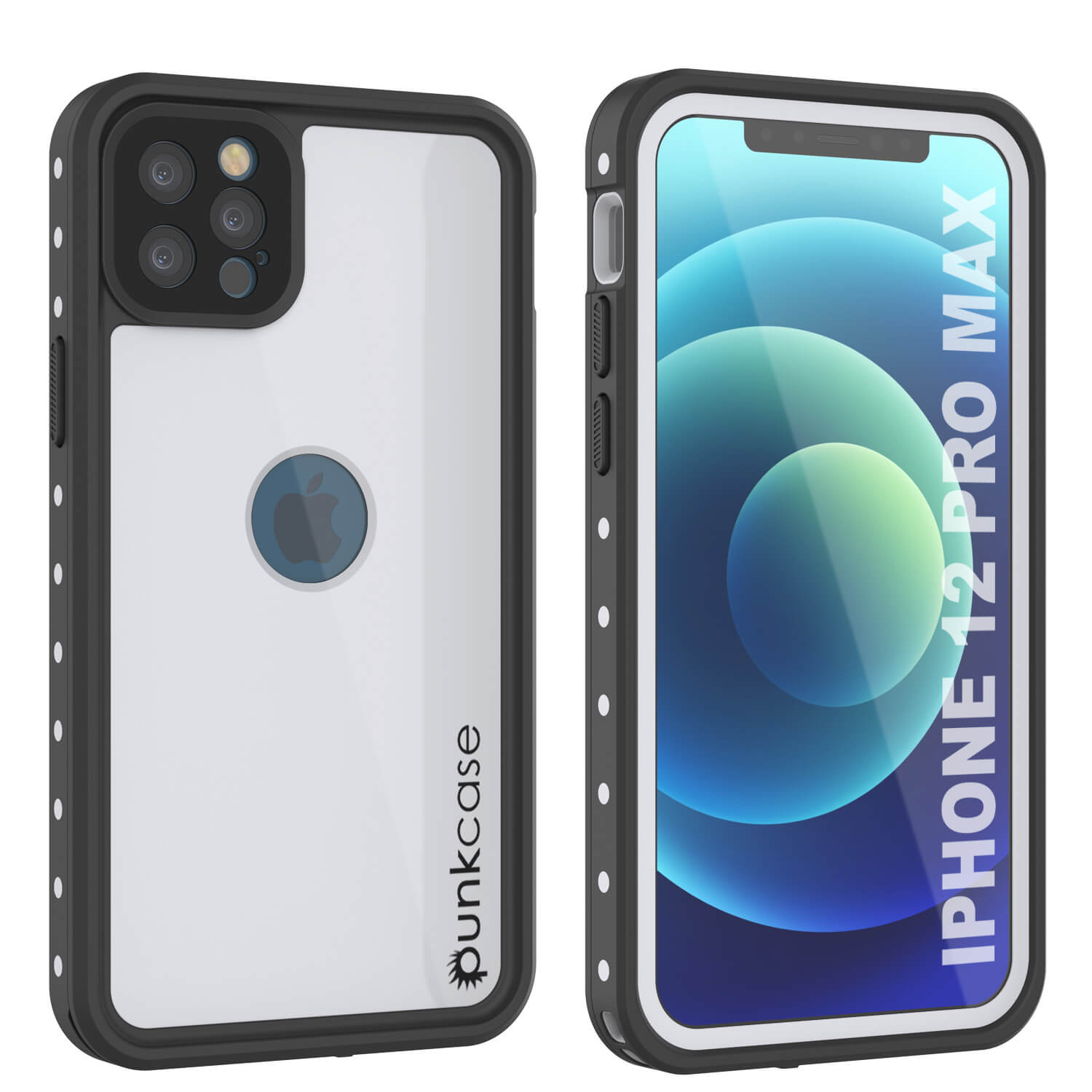 Capa à prova d'água IP68 para iPhone 12 Pro Max, Punkcase [Branca] [Série StudStar] [Ajuste Fino] [À prova de sujeira]