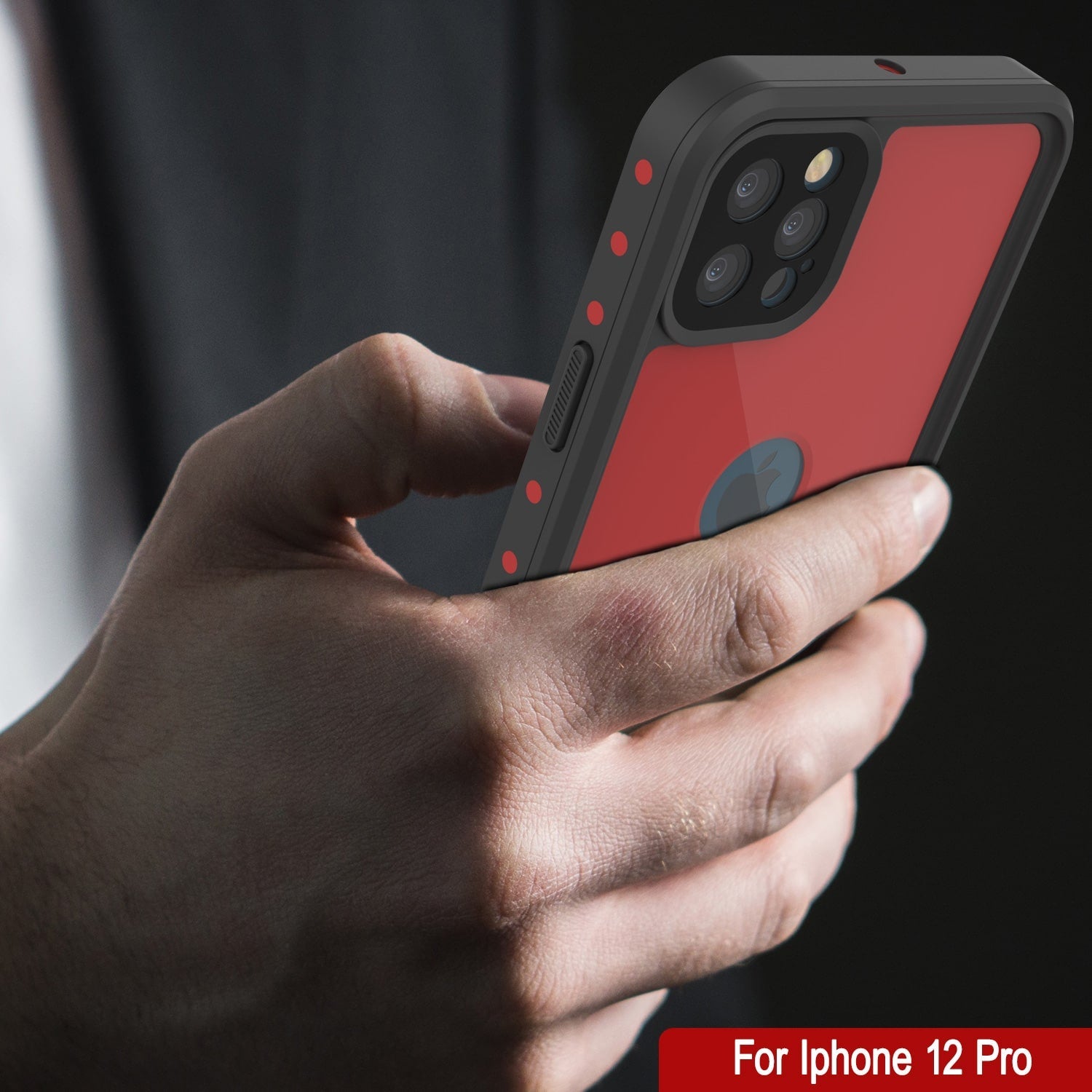 Capa à prova d'água IP68 para iPhone 12 Pro, Punkcase [Vermelho] [Série StudStar] [Ajuste Slim]