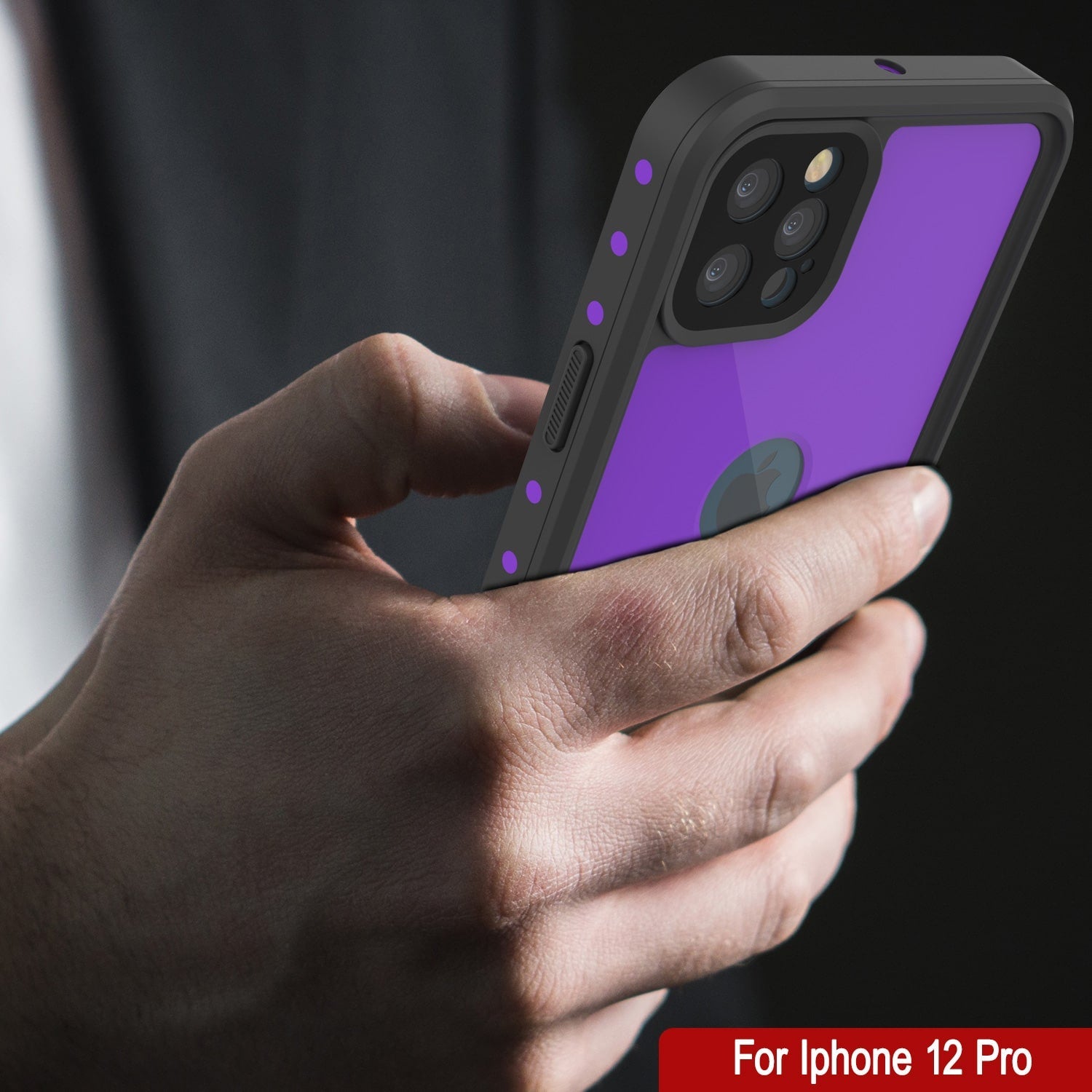 Capa à prova d'água IP68 para iPhone 12 Pro, Punkcase [Roxo] [Série StudStar] [Ajuste Slim] [Prova de sujeira]